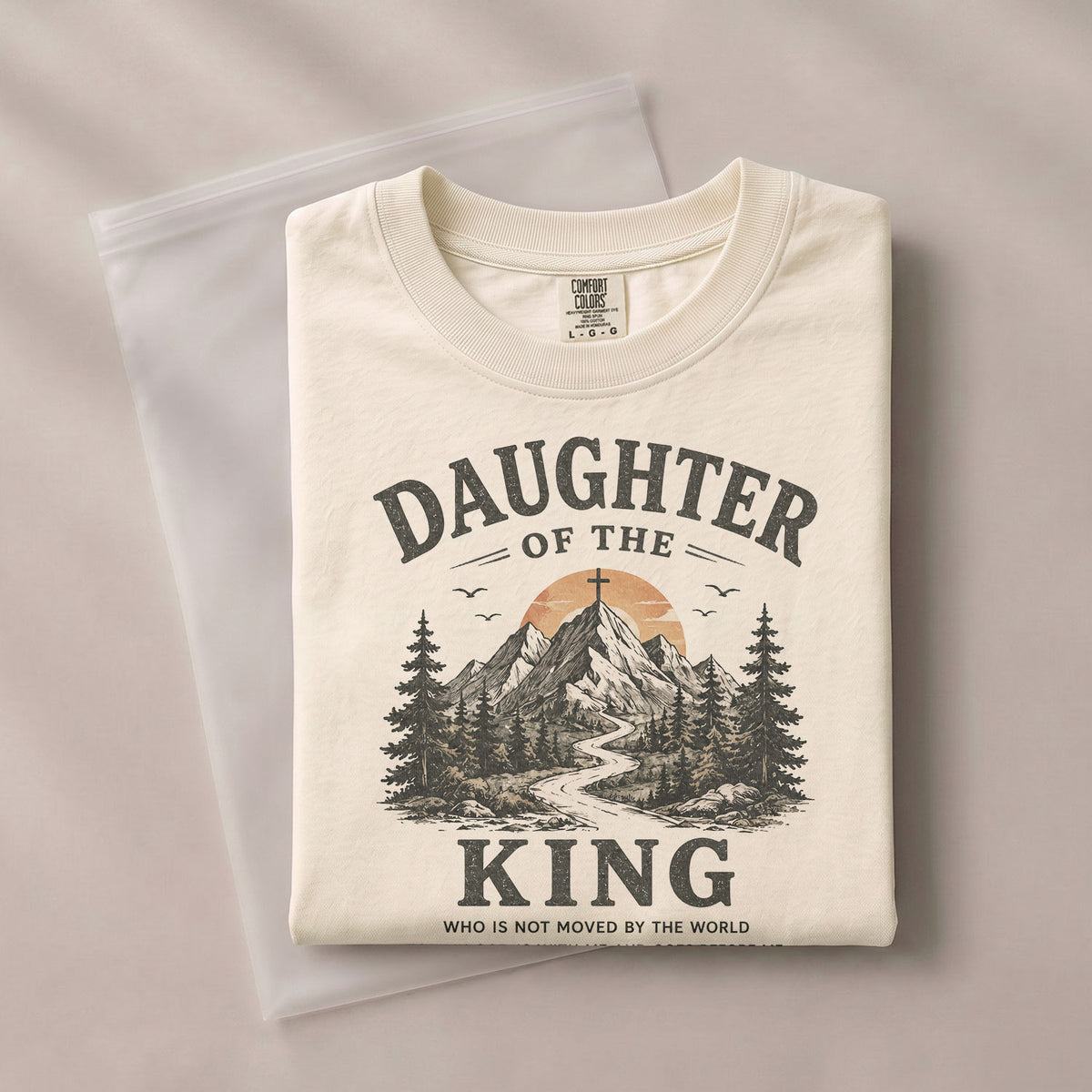 Daughter Of The King Mountain Cross 2 Corinthians 6 18 Graphic Christian T Shirt Women - Rust Field Wear