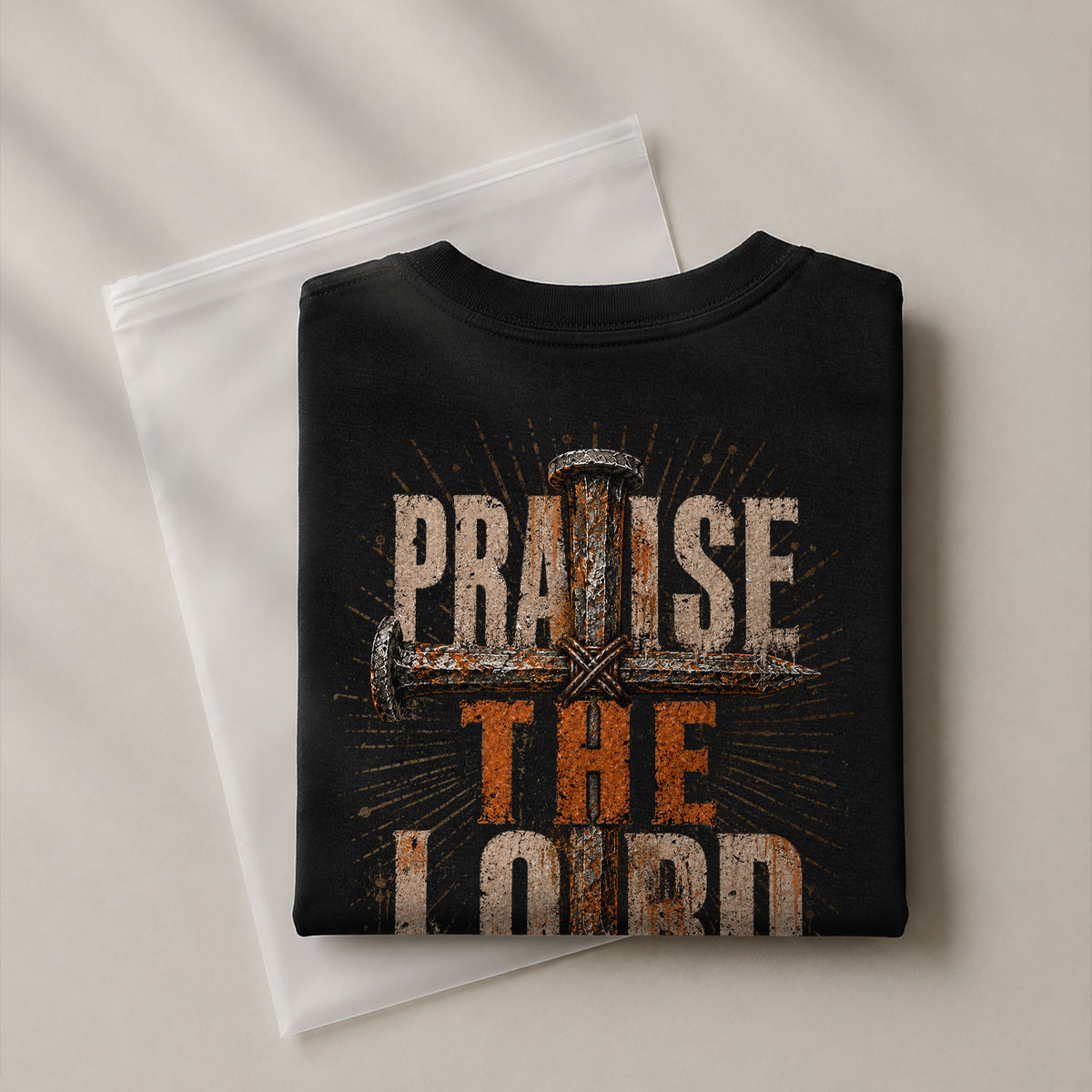 Praise The Lord Shirt Rustic Cross Christian Faith Quote Psalm 150 6 Men Graphic Tee - Rust Field Wear