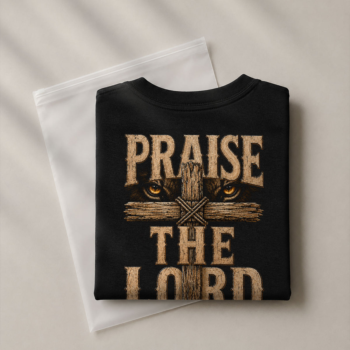 Praise The Lord Shirt Lion Of Judah Wooden Cross Christian Psalm 150 6 Faith Graphic Tee - Rust Field Wear