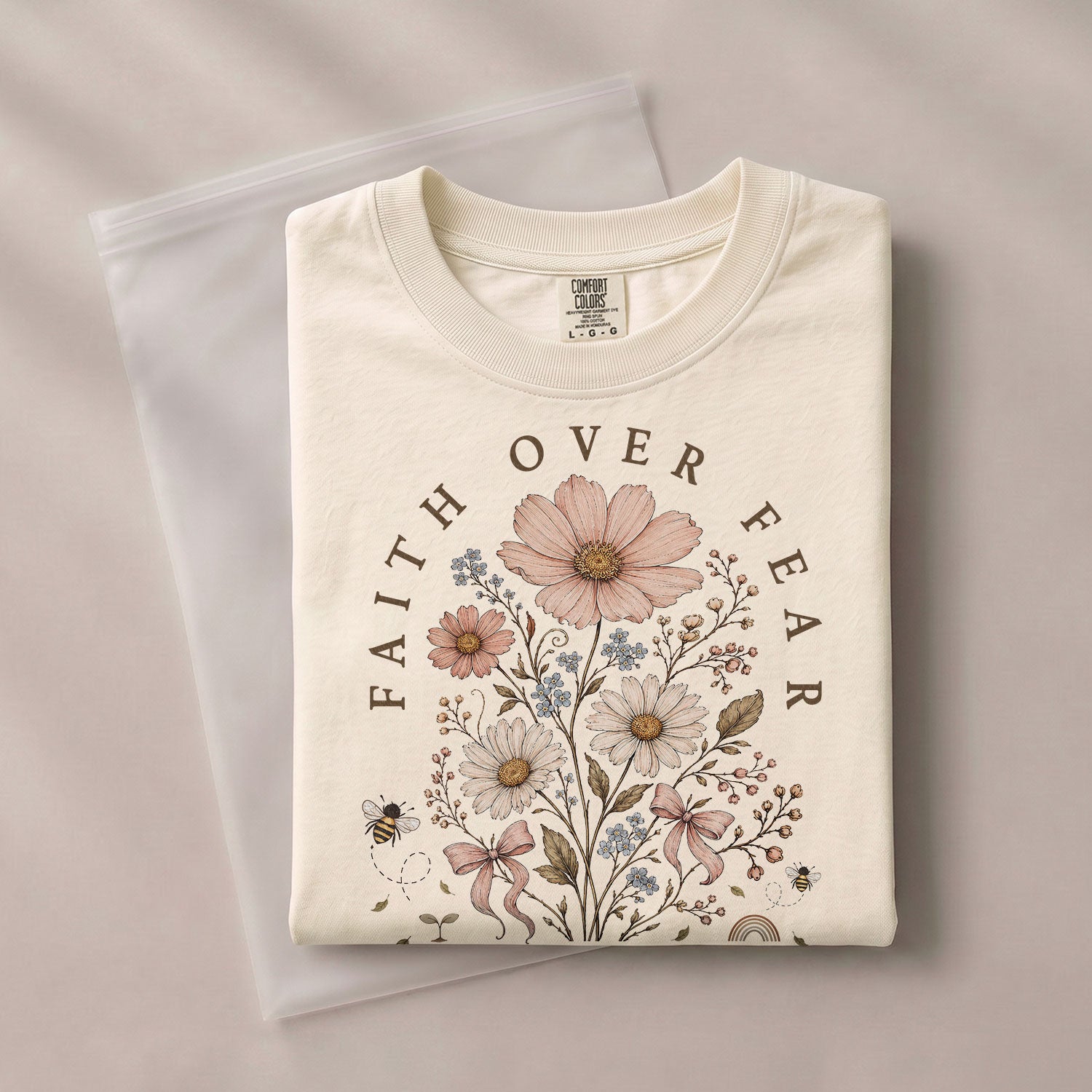 Faith Over Fear Shirt Wildflower Daisy Christian Psalm 118 6 Bible Verse Graphic Tee - Rust Field Wear