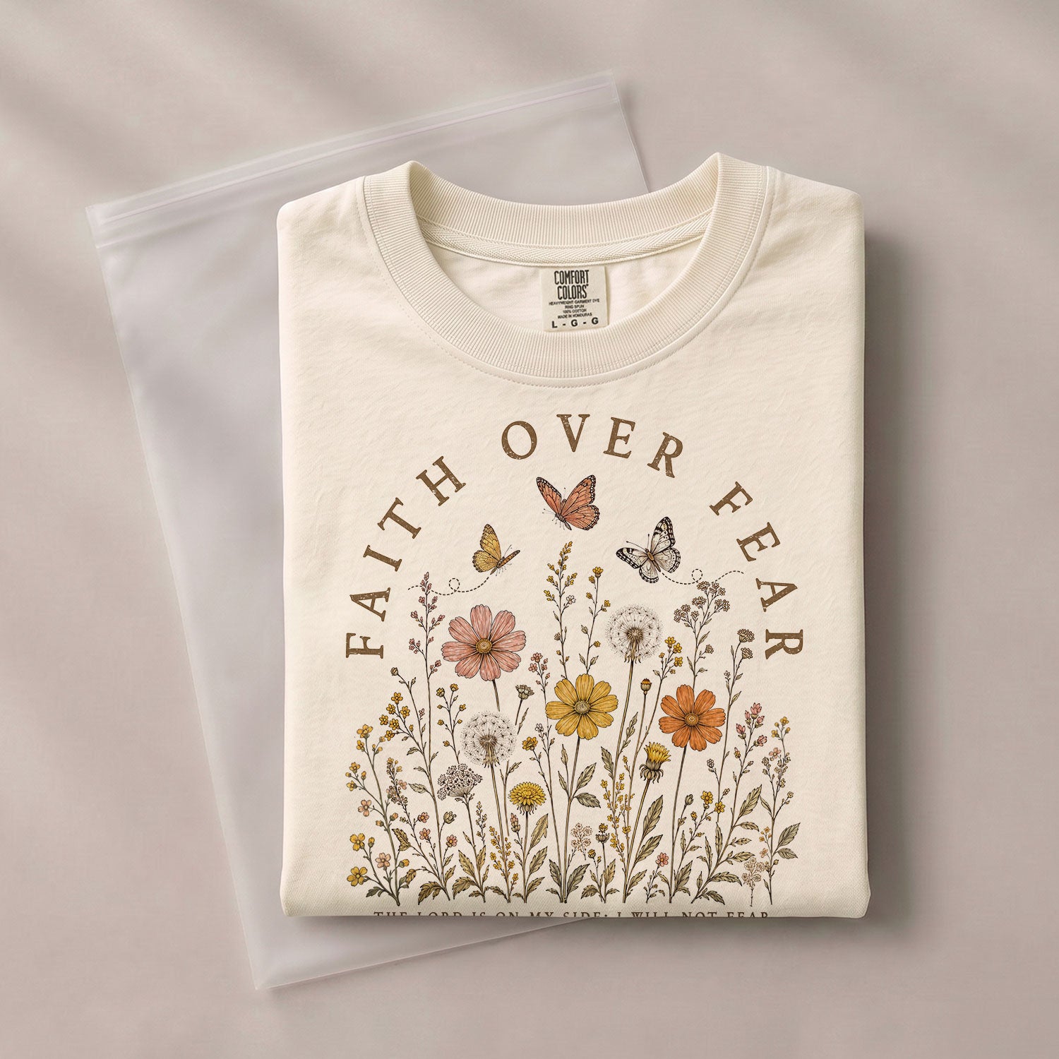 Faith Over Fear Shirt Butterfly Christian Psalm 118 6 Scripture Faith Graphic Tee - Rust Field Wear