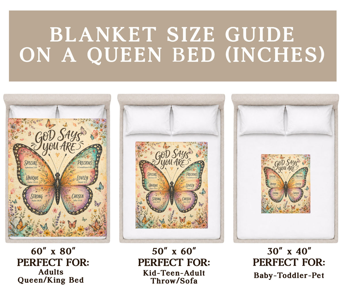 Christian Blanket for Women, Bible Verse Throw Blanket - Faith Inspired Butterfly Design - Rust Field Wear