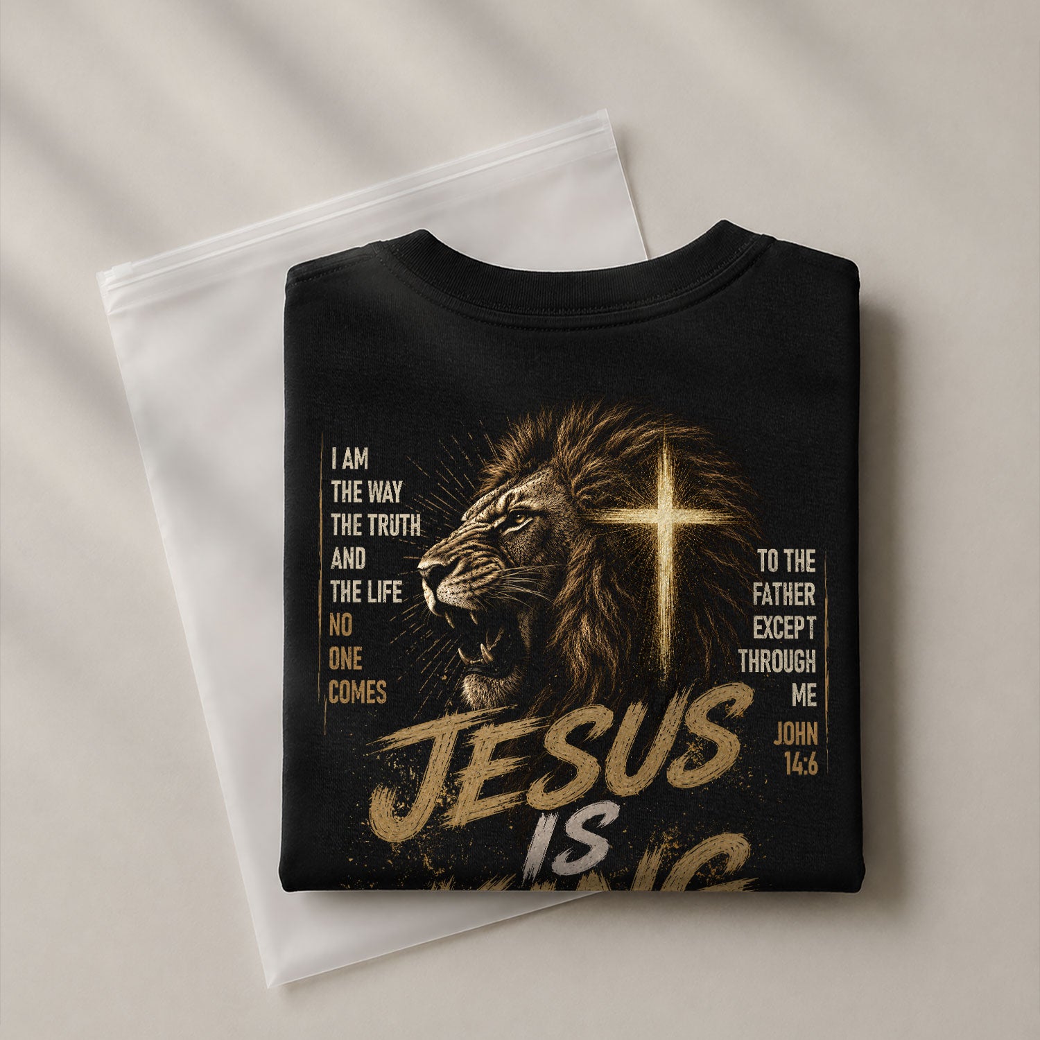 Jesus Is King Shirt Christian Men Shirt Lion Of Judah Cross Graphic Tee John 14 6 Verse Tee - Rust Field Wear