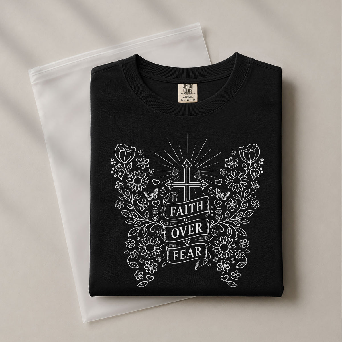 Faith Over Fear Shirt Christian Women Shirt Floral Butterfly Cross Aesthetic Jesus Tee - Rust Field Wear