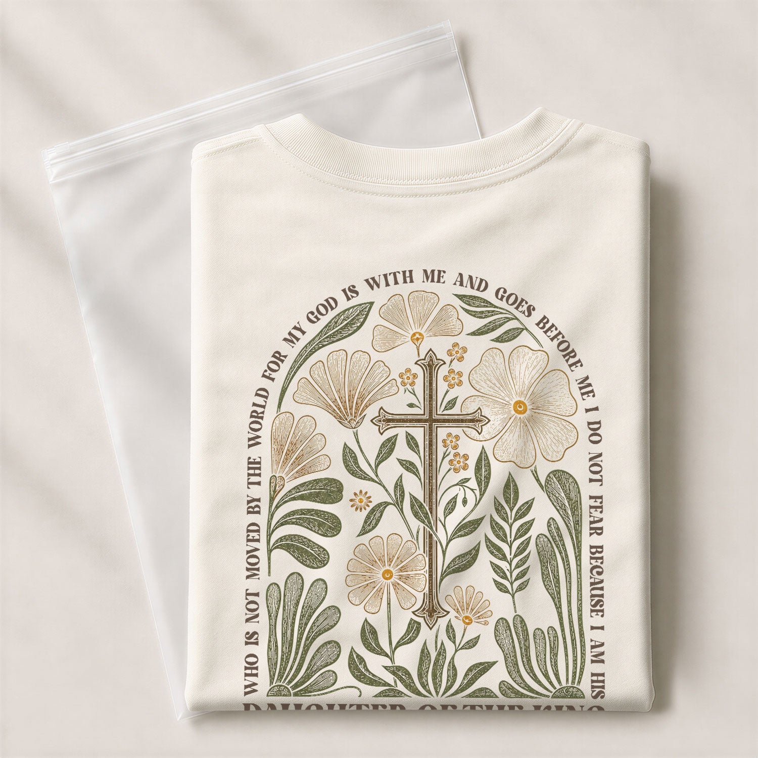 Daughter Of The King 2 Corinthians 6 18 Floral Cross Christian Graphic Tee Shirt Women - Rust Field Wear