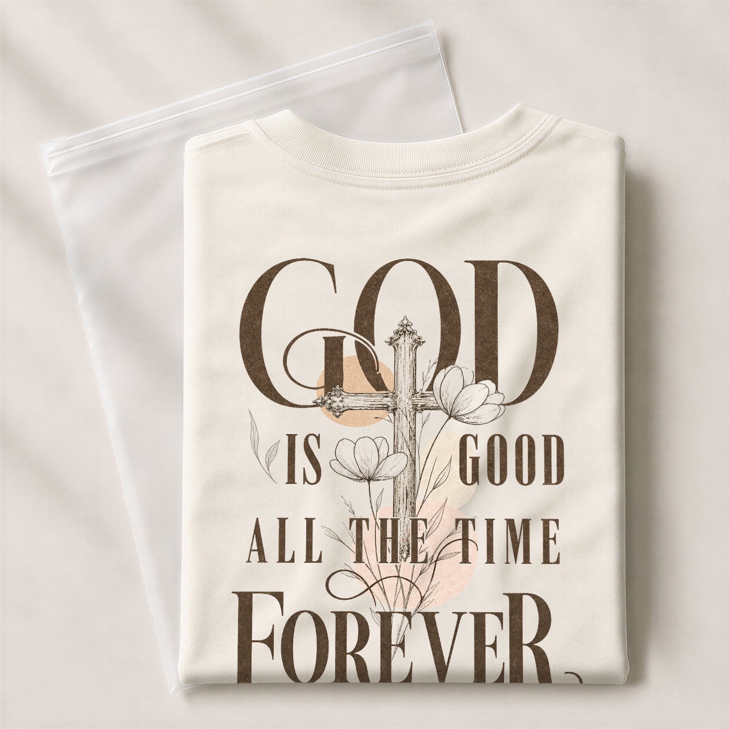 God Is Good Shirt Women Floral Cross Christian T-Shirt Faith Psalms 136 Scripture Tee - Rust Field Wear