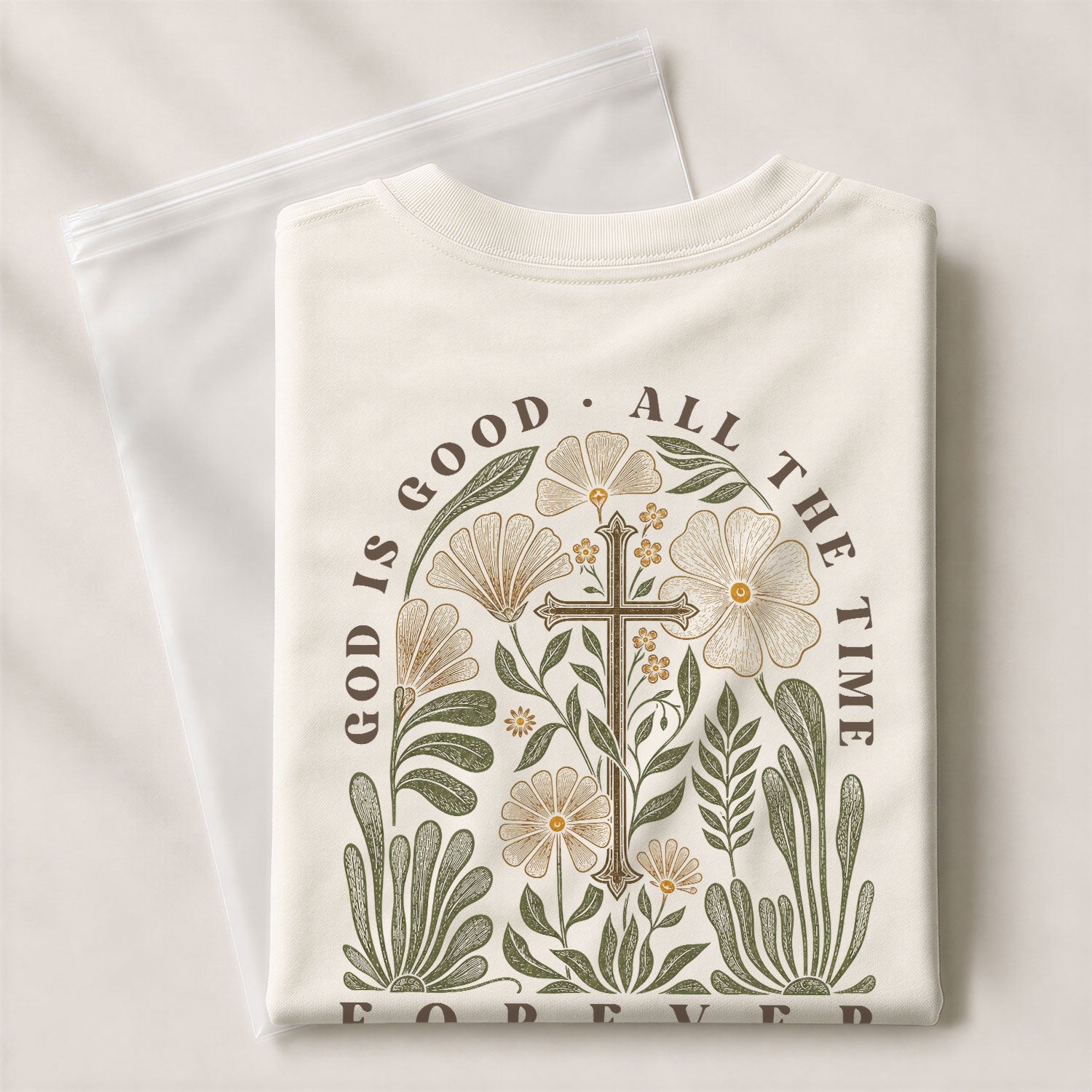 God Is Good Shirt Women Christian T-Shirt Floral Cross Faith Psalms Scripture Graphic Tee - Rust Field Wear