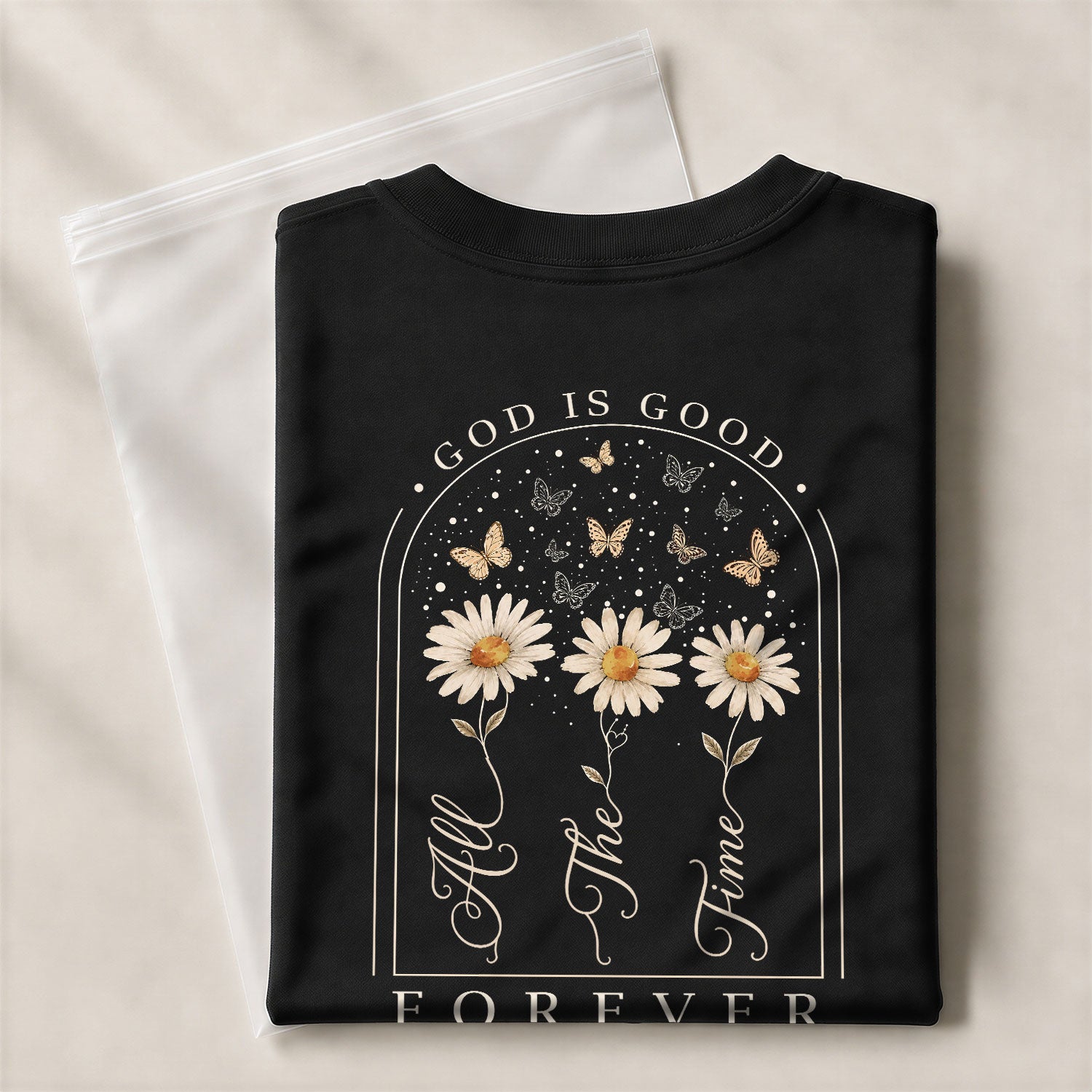 God Is Good Shirt Women Butterfly Daisy Christian T-Shirt Faith Psalms 136 Scripture Tee - Rust Field Wear