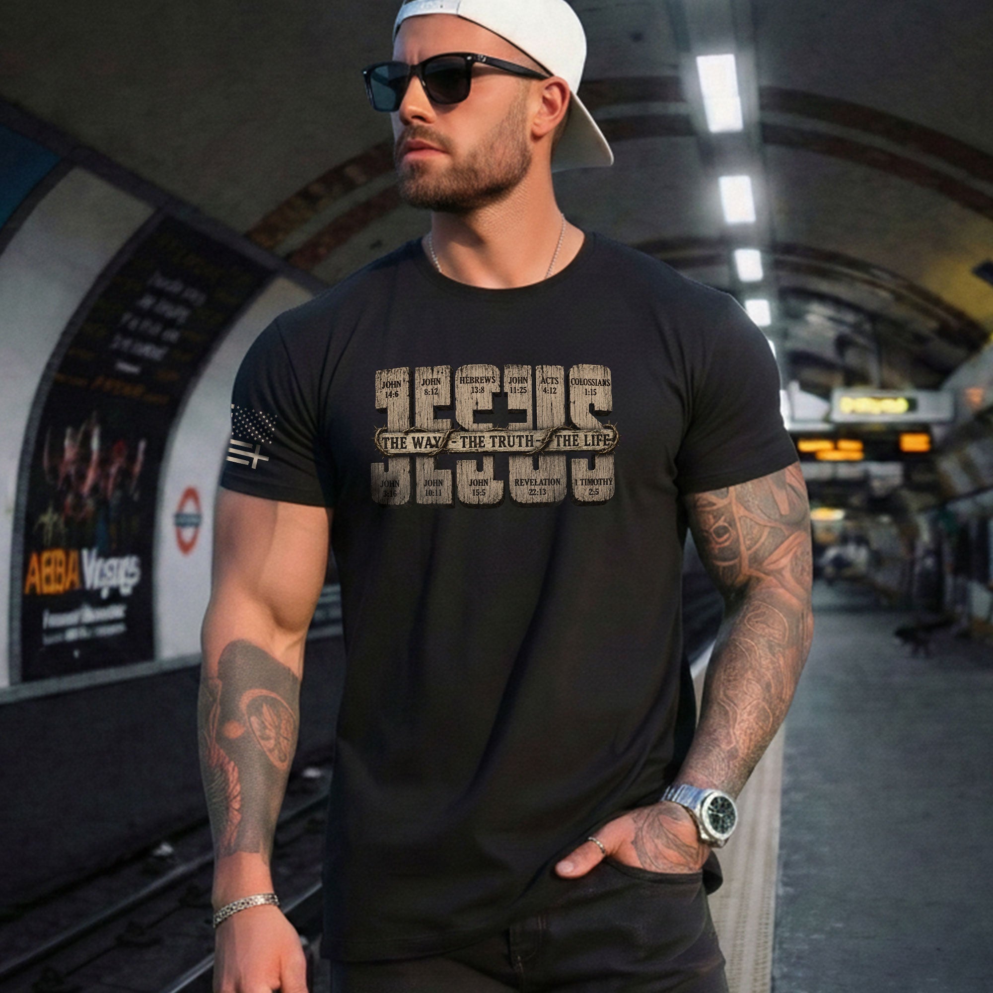 Jesus Shirt Men Christian T-Shirt The Way The Truth The Life Bible Verse Faith Graphic Tee