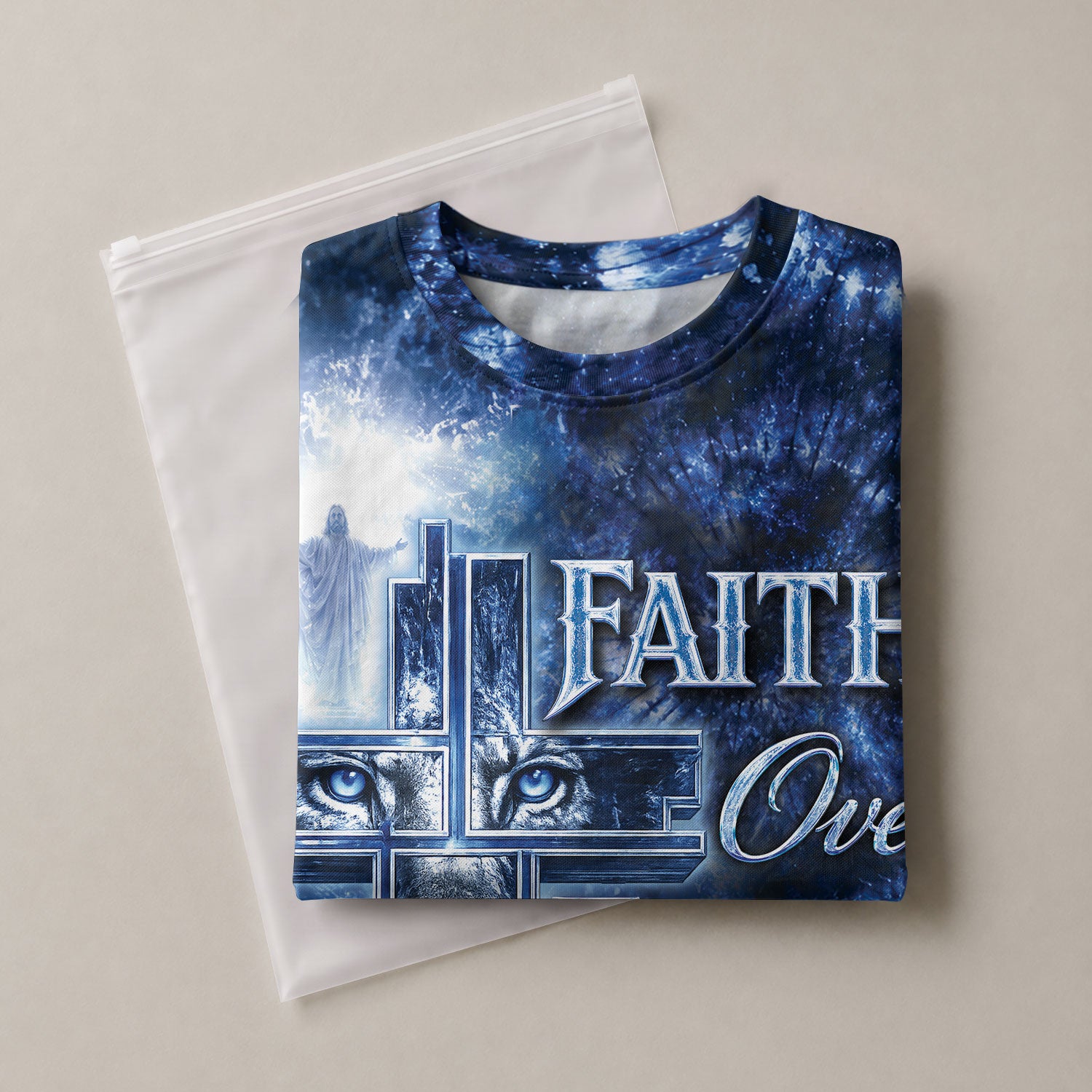 Christian Tee Shirts, Faith Over Fear Lion Cross Christian Jesus Inspirational Graphic - Christian Shirts for Men - Rust Field Wear