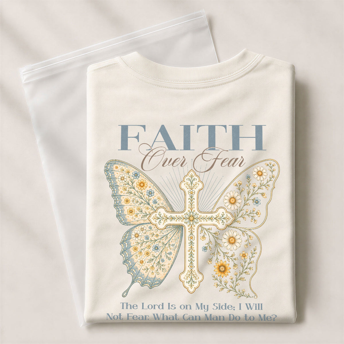 Devout Christian Faith Over Fear Butterfly Aesthetic Women Graphic Tee Vintage Cotton - Rust Field Wear