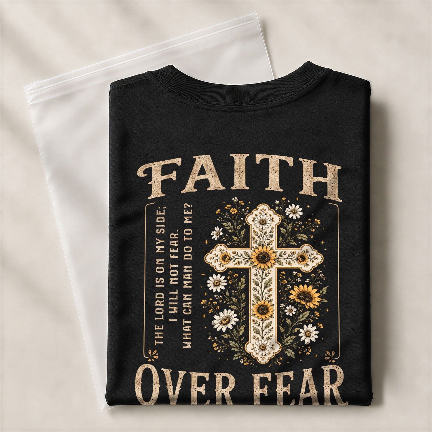 Faith Over Fear Shirt Women Christian Floral Cross T-Shirt Bible Verse Tee Comfort Colors