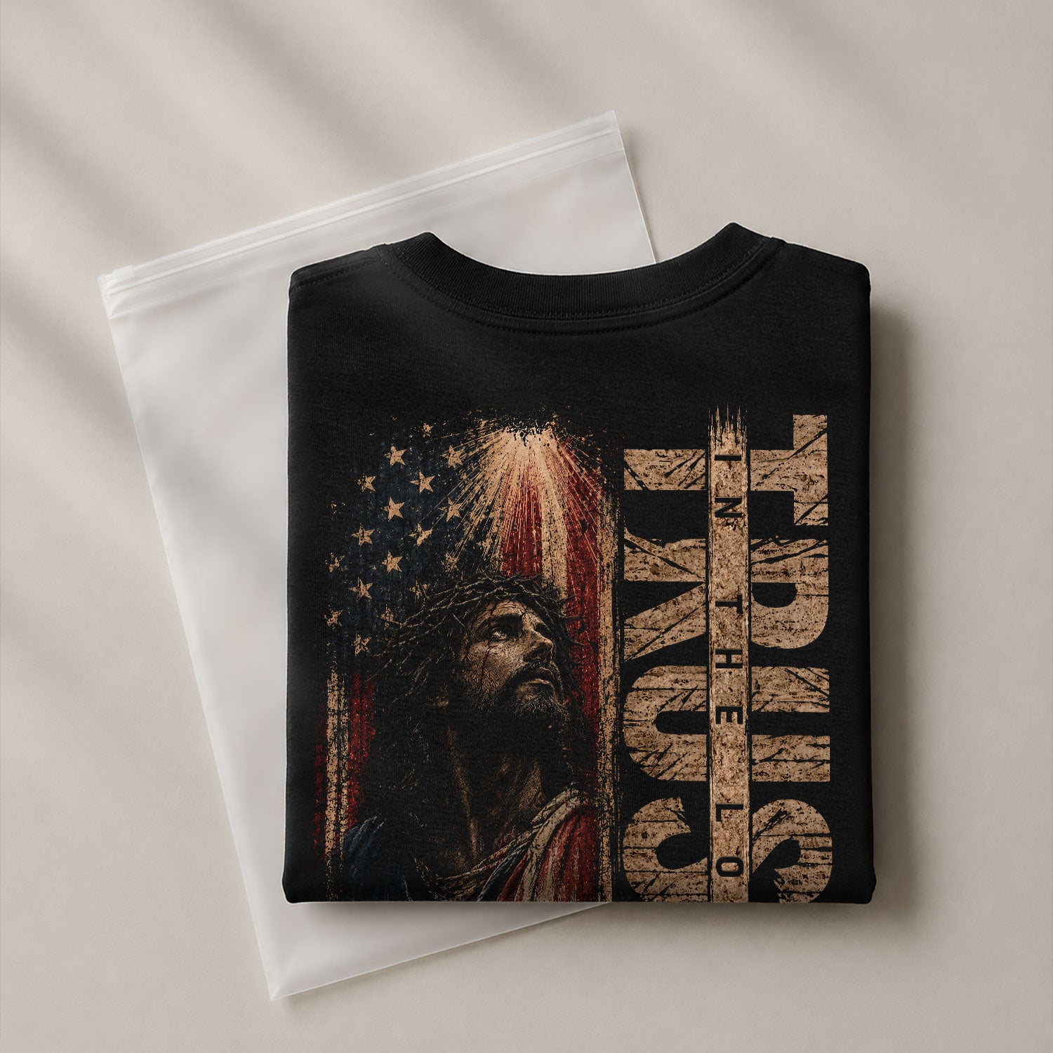 Trust in the Lord Shirt Men Christian Jesus American Flag T-Shirt Religious Faith Tee - Rust Field Wear