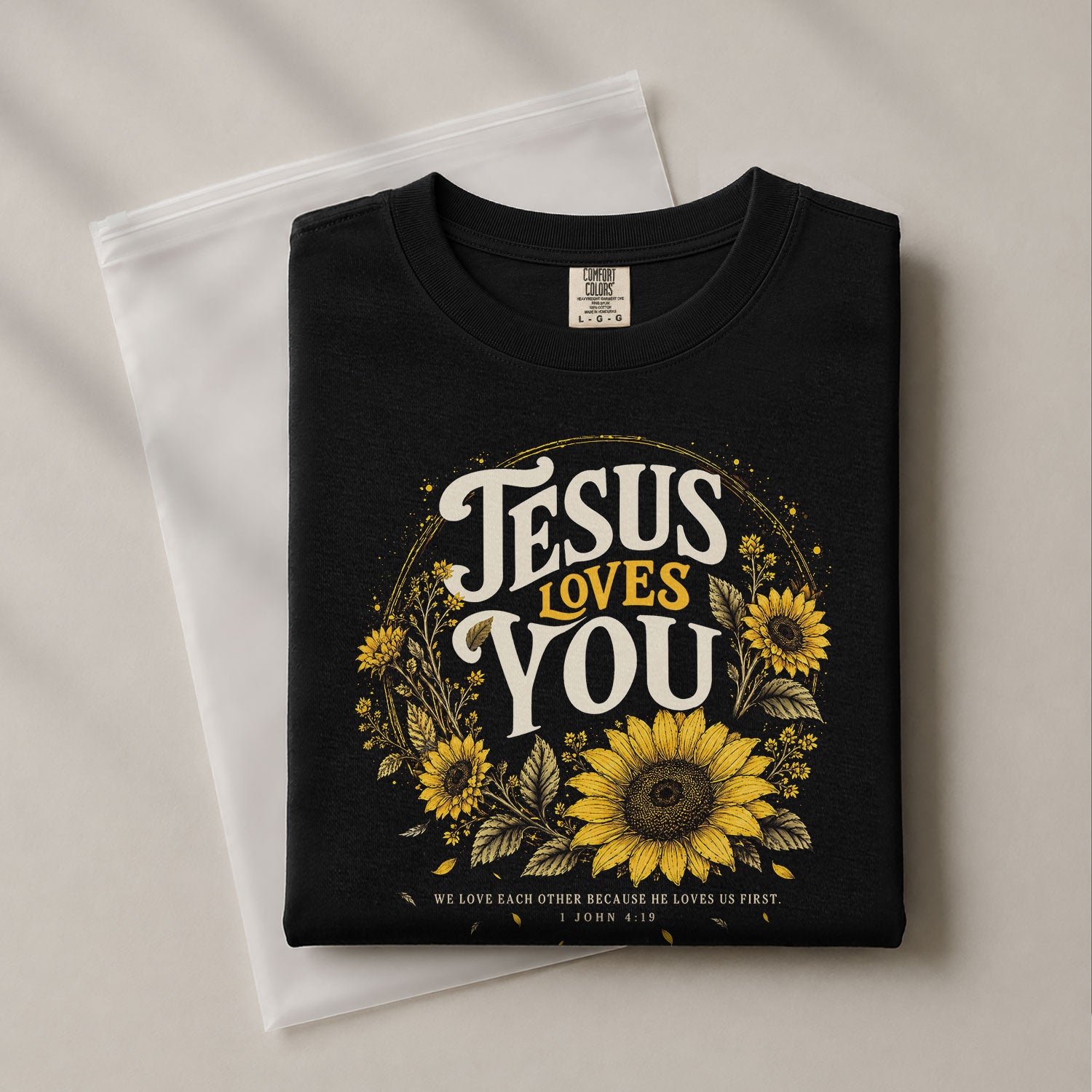 Jesus Loves You T-Shirt Christian Women Faith Shirt Sunflower Yellow Floral Graphic - Rust Field Wear
