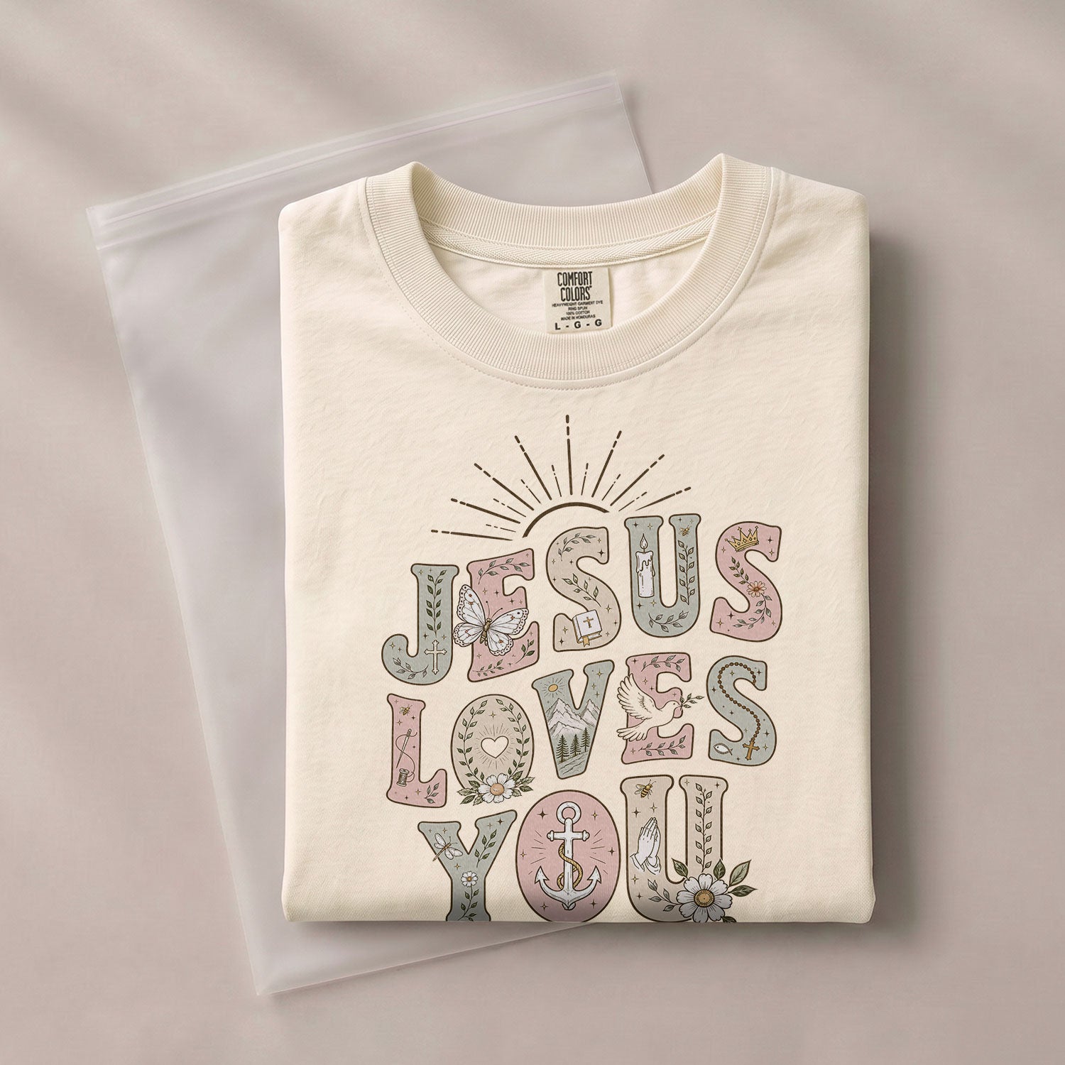 Jesus Loves You T-Shirt Christian Women Faith Shirt Aesthetic Colorful Bible Verse Tee - Rust Field Wear