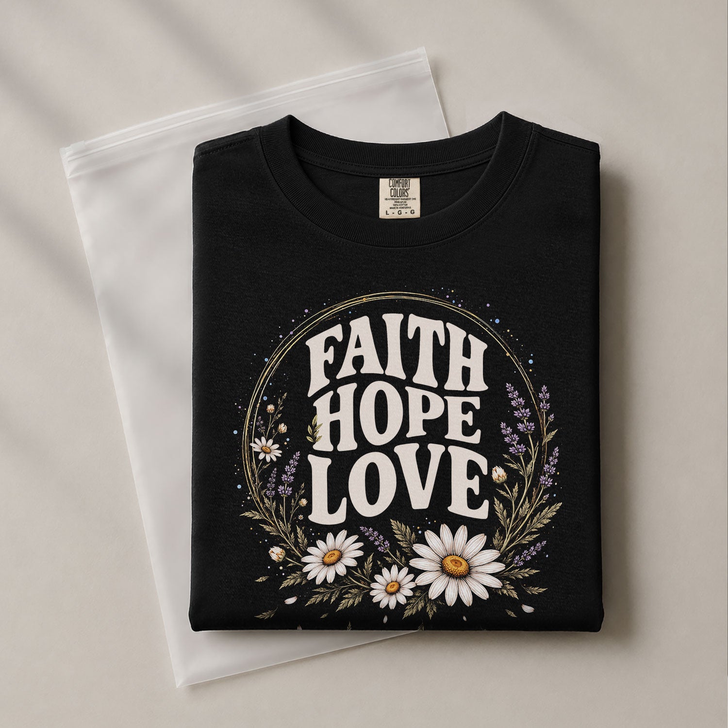 Faith Hope Love T-Shirt Christian Women Faith Shirt Floral Daisy Aesthetic Graphic - Rust Field Wear