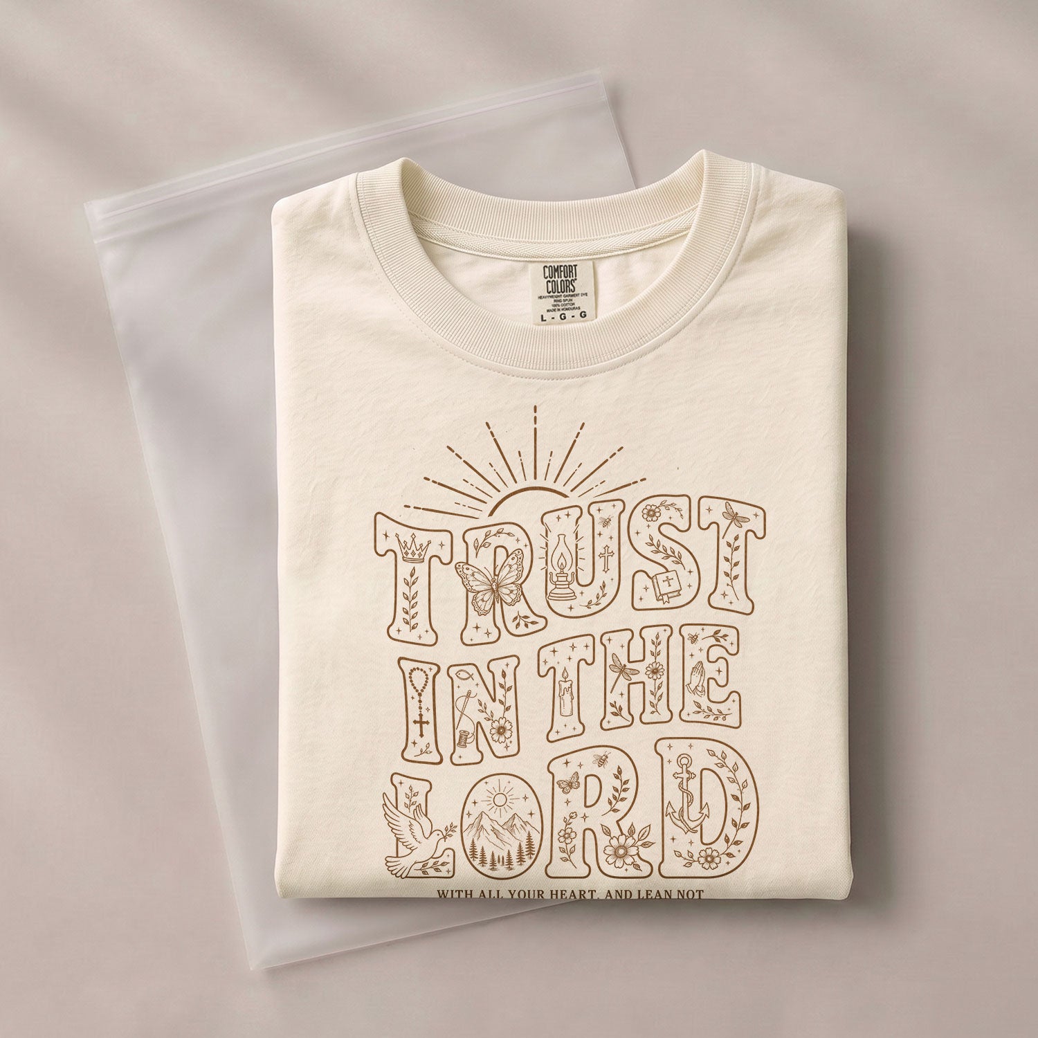 Trust In The Lord T-Shirt Christian Women Faith Shirt Aesthetic Doodle Bible Verse Tee - Rust Field Wear