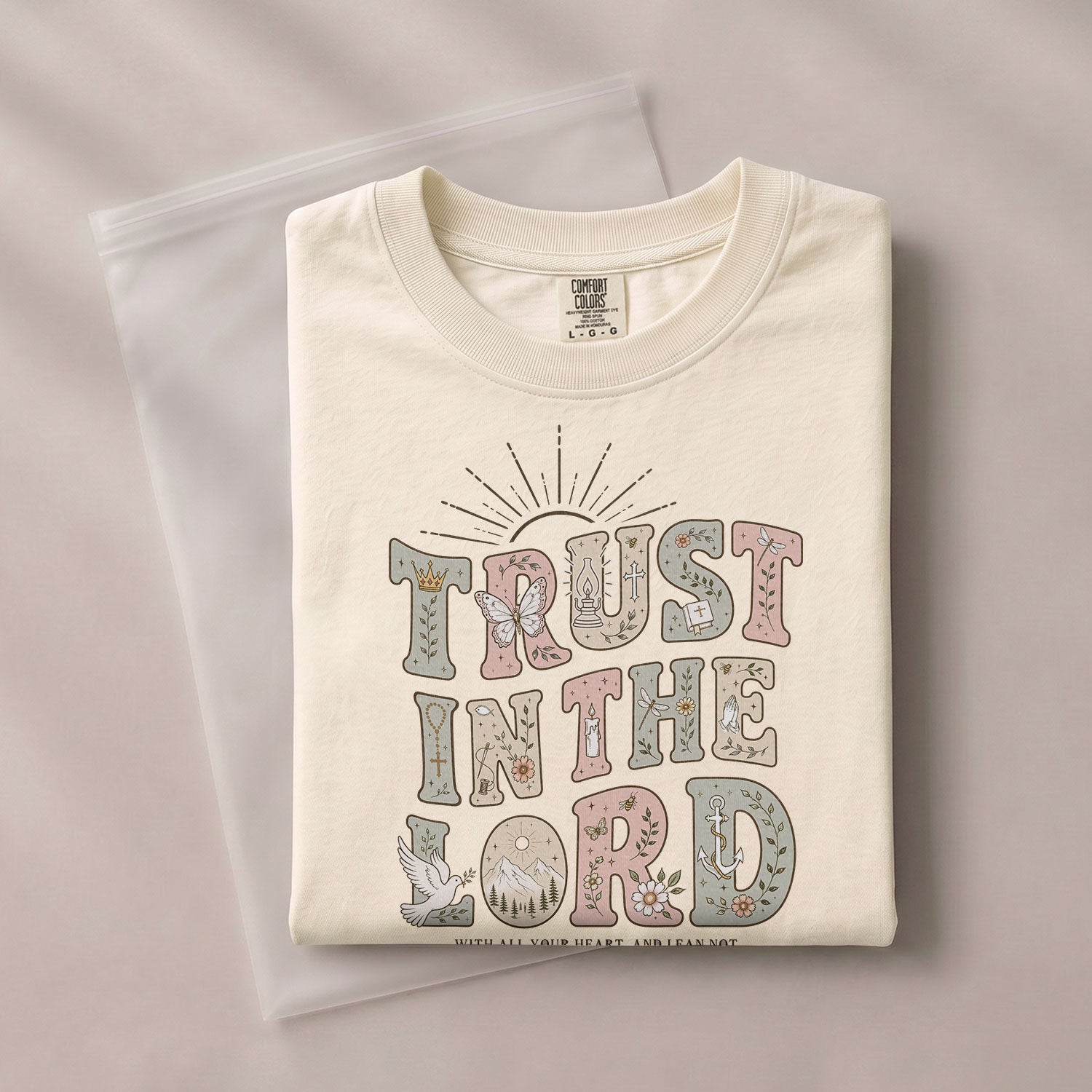 Trust In The Lord T-Shirt Christian Women Faith Shirt Aesthetic Colorful Bible Verse Tee - Rust Field Wear