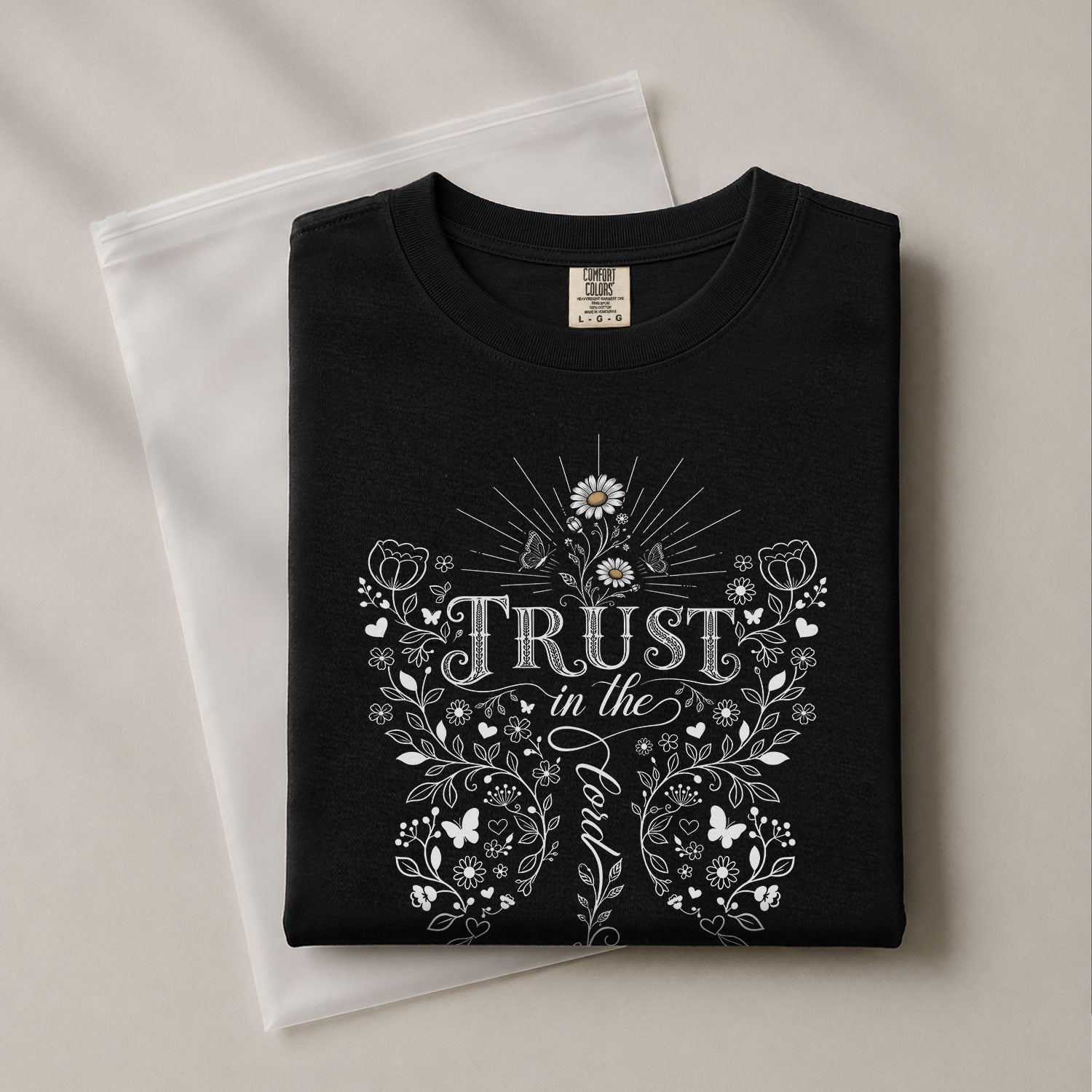 Trust In The Lord Butterfly Floral Christian Graphic Tee Shirt For Women Apparel - Rust Field Wear