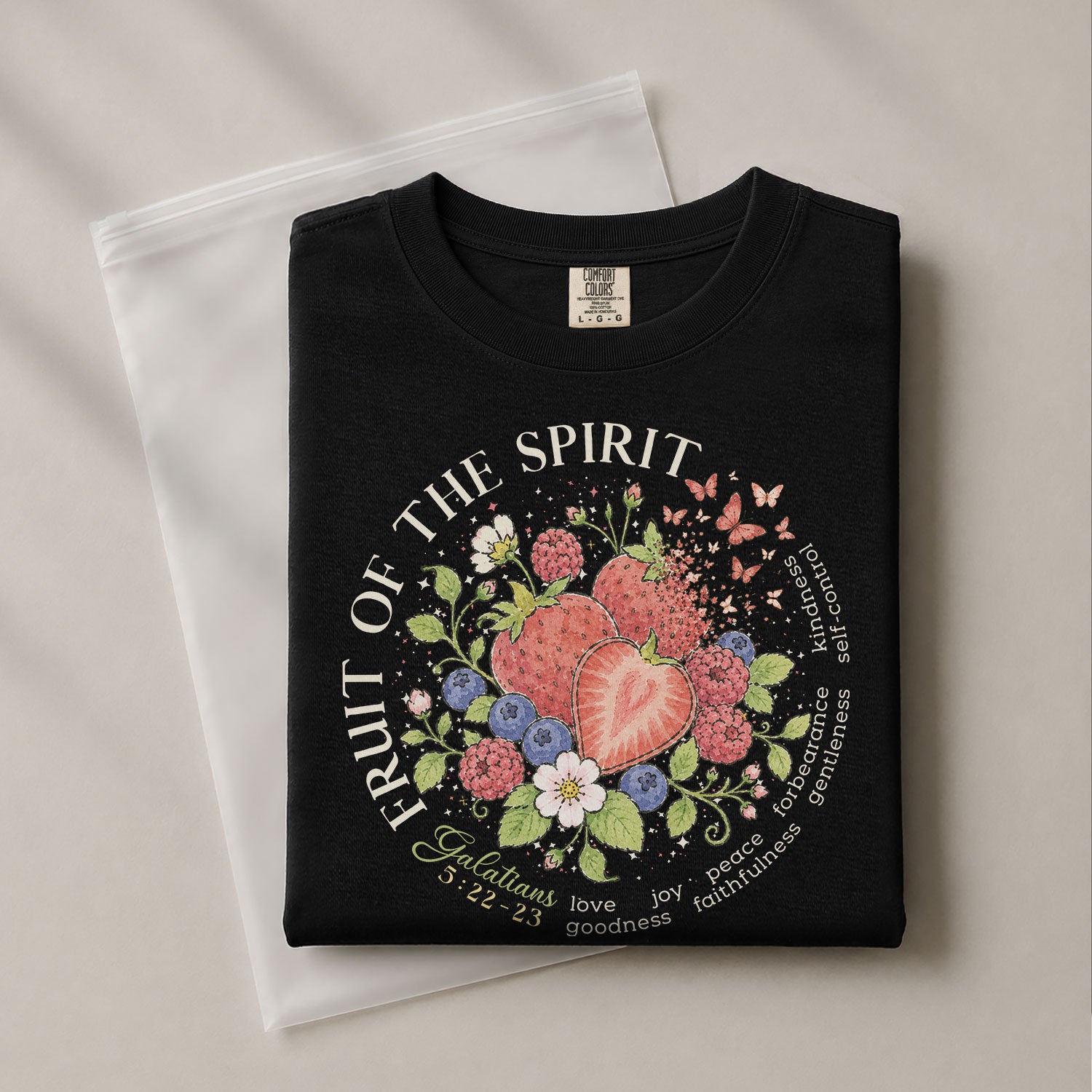 Fruit Of The Spirit Galatians 5 22 23 Berry Christian Graphic Tee For Women Apparel