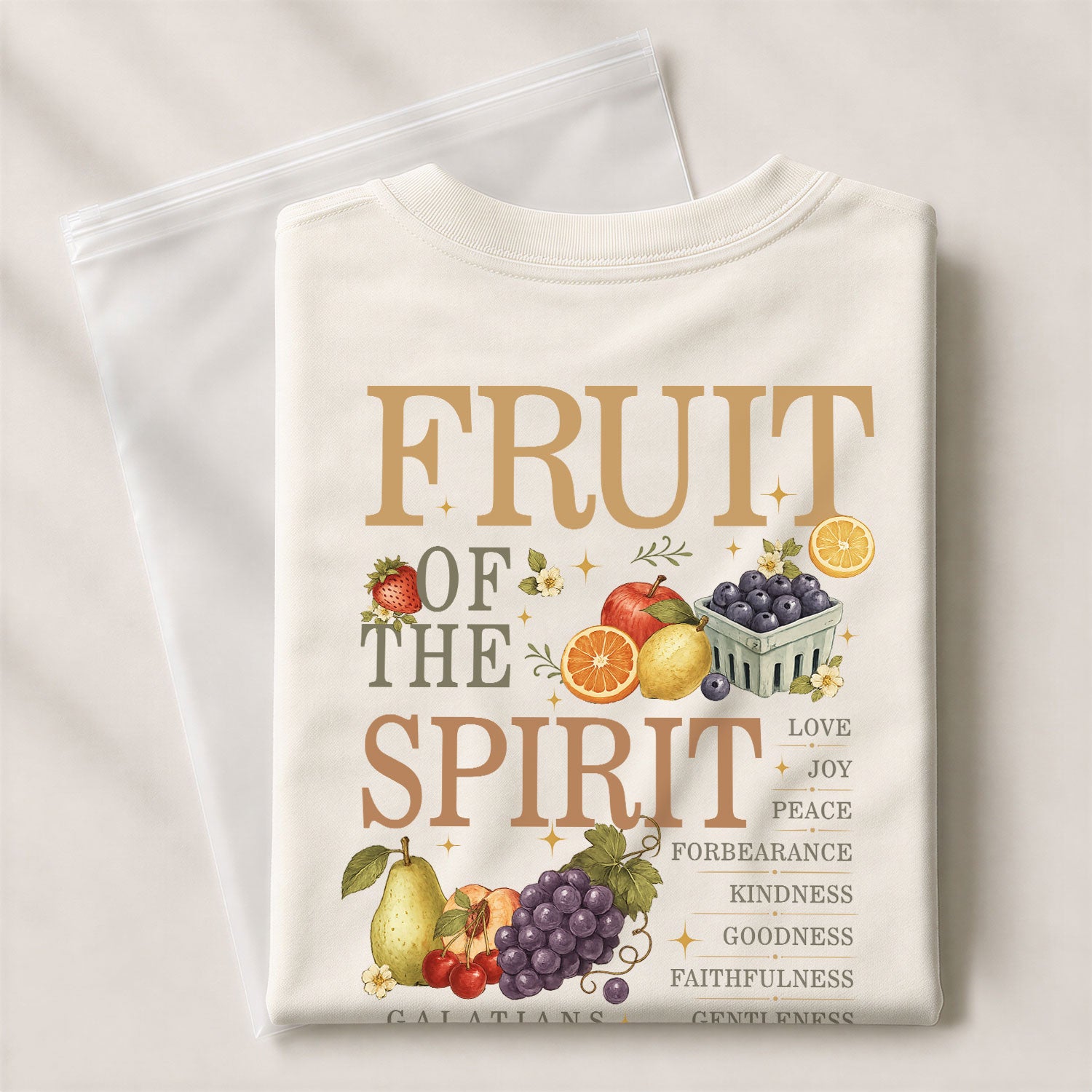 Fruit Of The Spirit Galatians Scripture Pink Cute Christian Tee For Women Apparel
