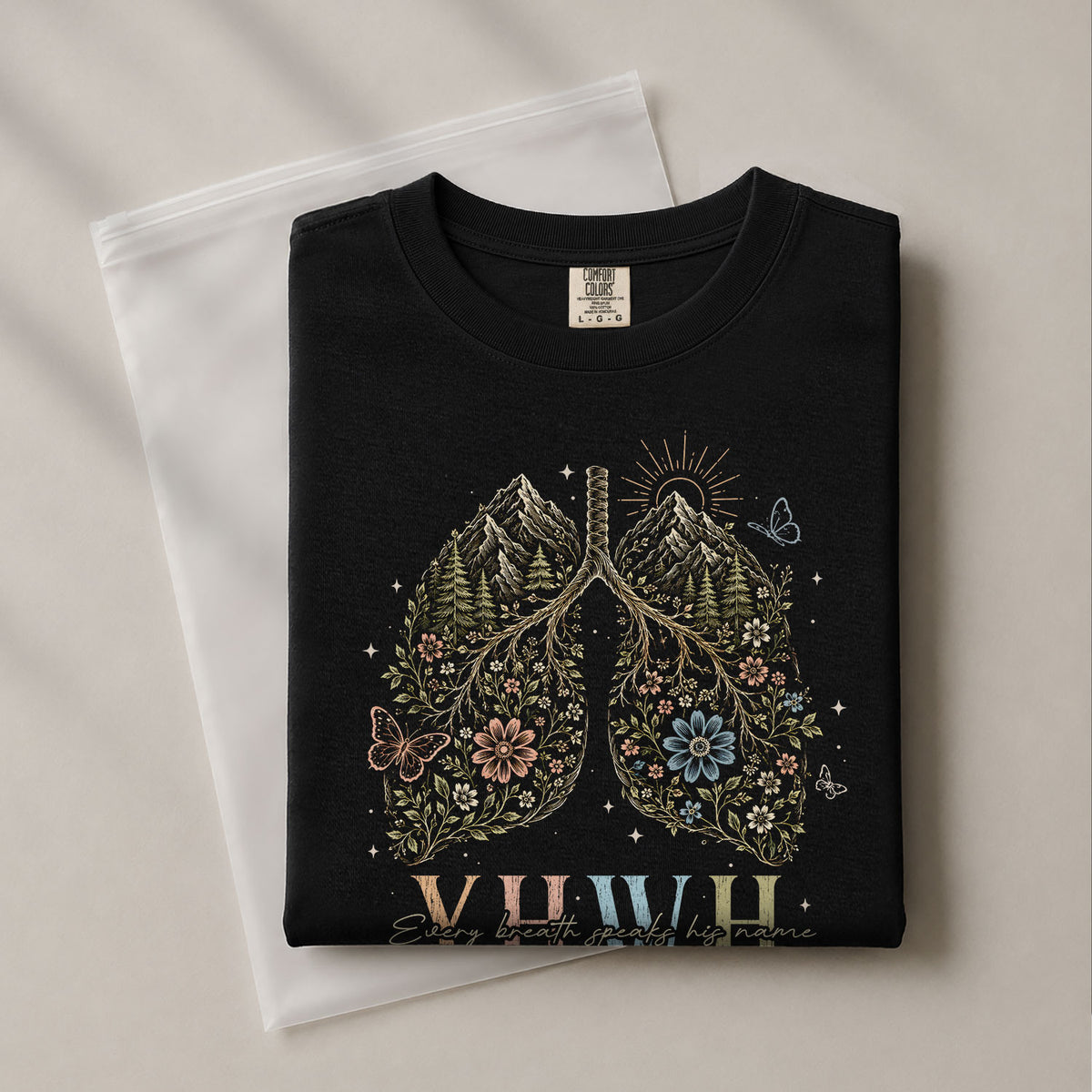 Devout Christian YHWH Lungs Nature Aesthetic Women Graphic Tee Shirt Vintage Cotton - Rust Field Wear