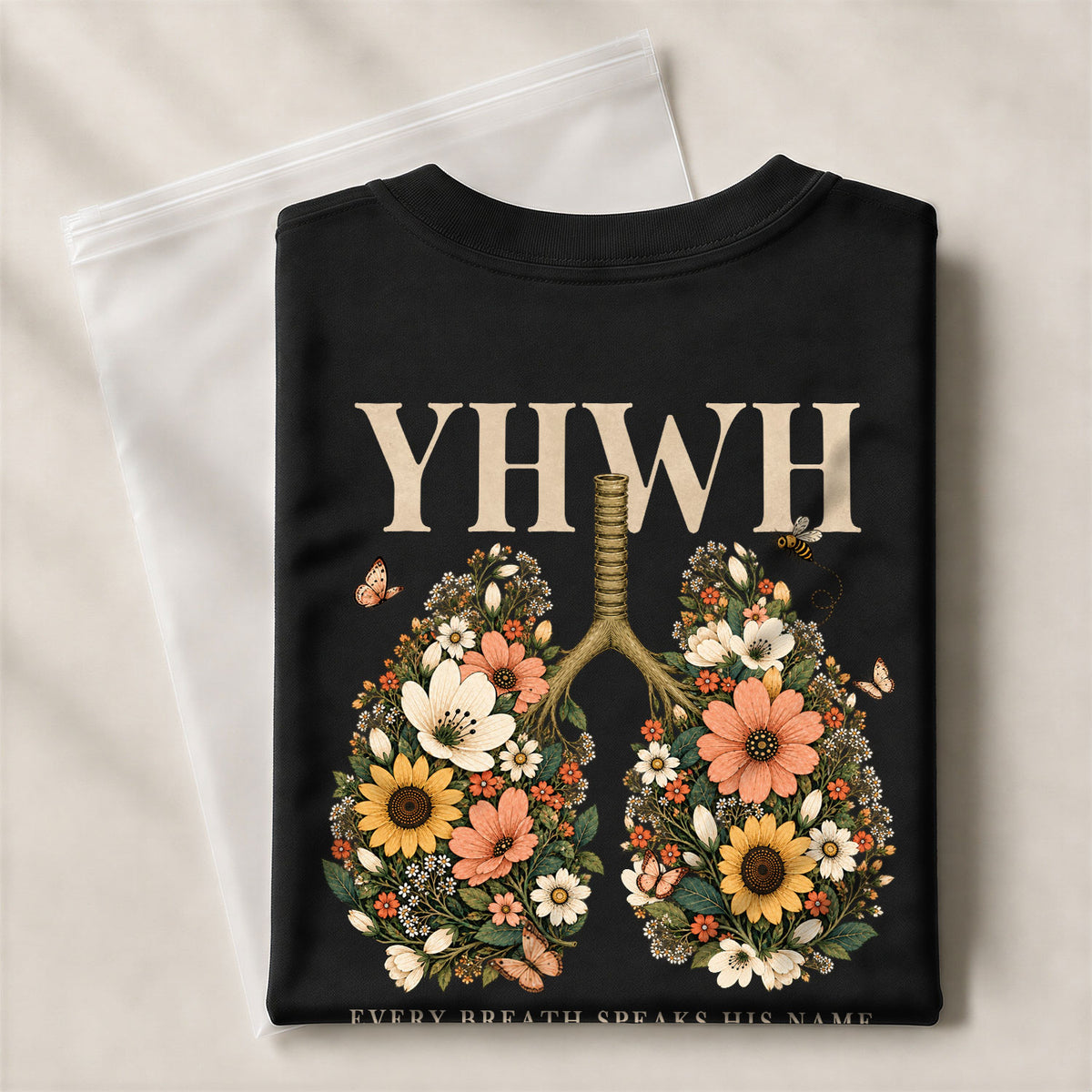 Holy Christian YHWH Floral Lungs Aesthetic Women Graphic Tee Shirt Vintage Cotton - Rust Field Wear