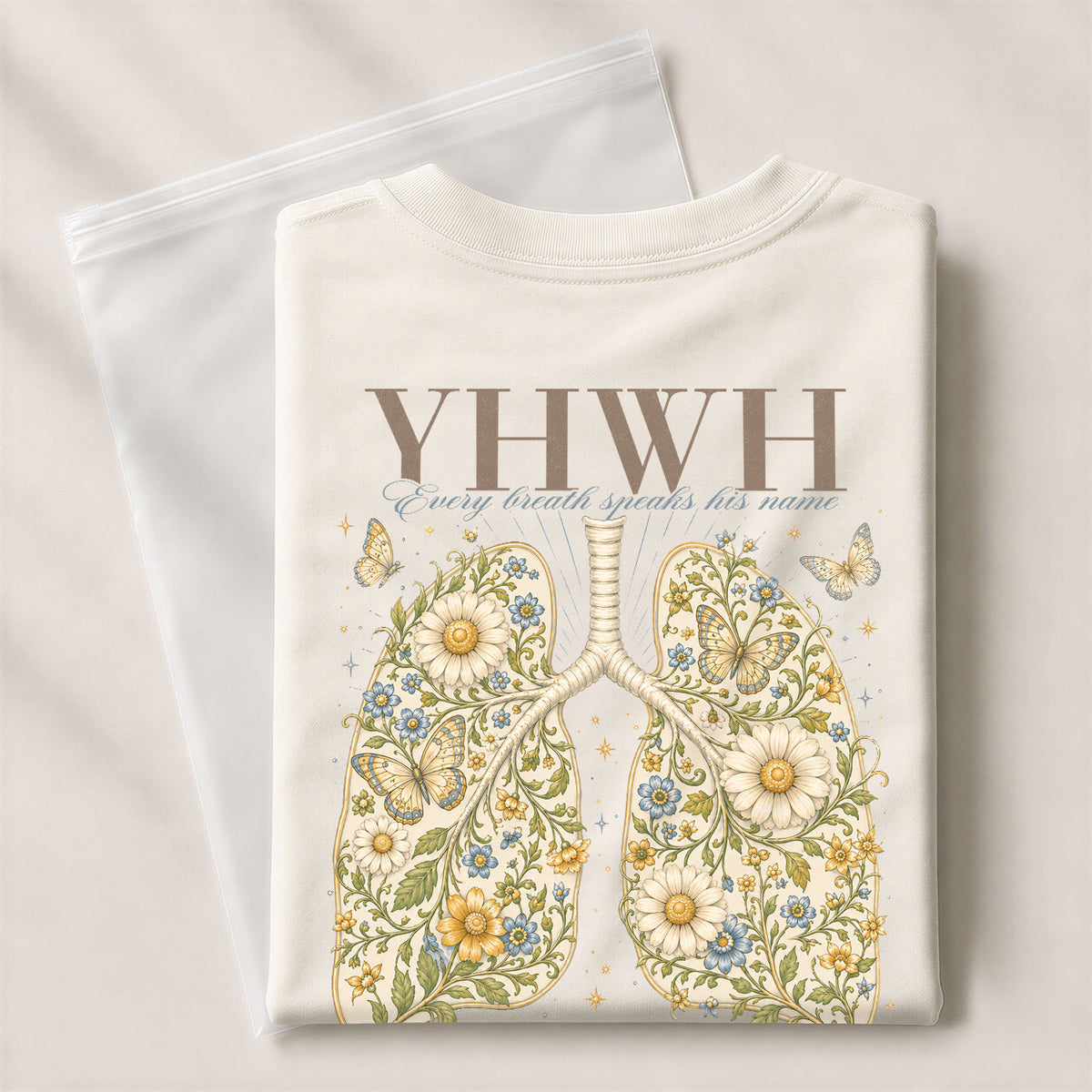 Faithful Christian YHWH Lungs Floral Aesthetic Women Graphic Tee Shirt Vintage Cotton - Rust Field Wear