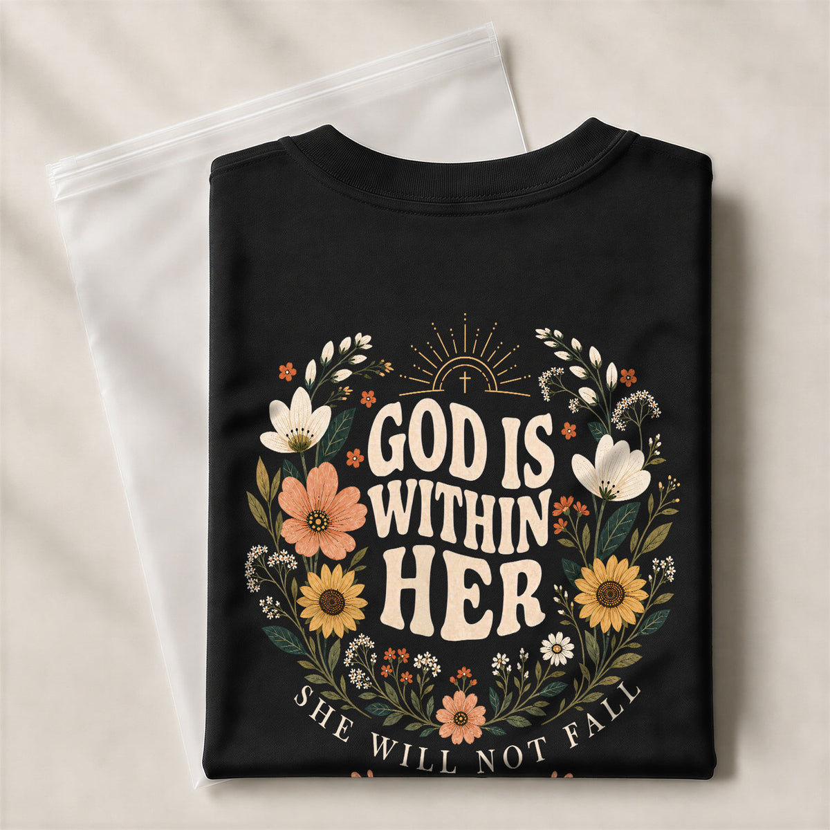 Inspirational Christian Scripture Floral Aesthetic Women Graphic Tee Shirt Retro Cotton - Rust Field Wear