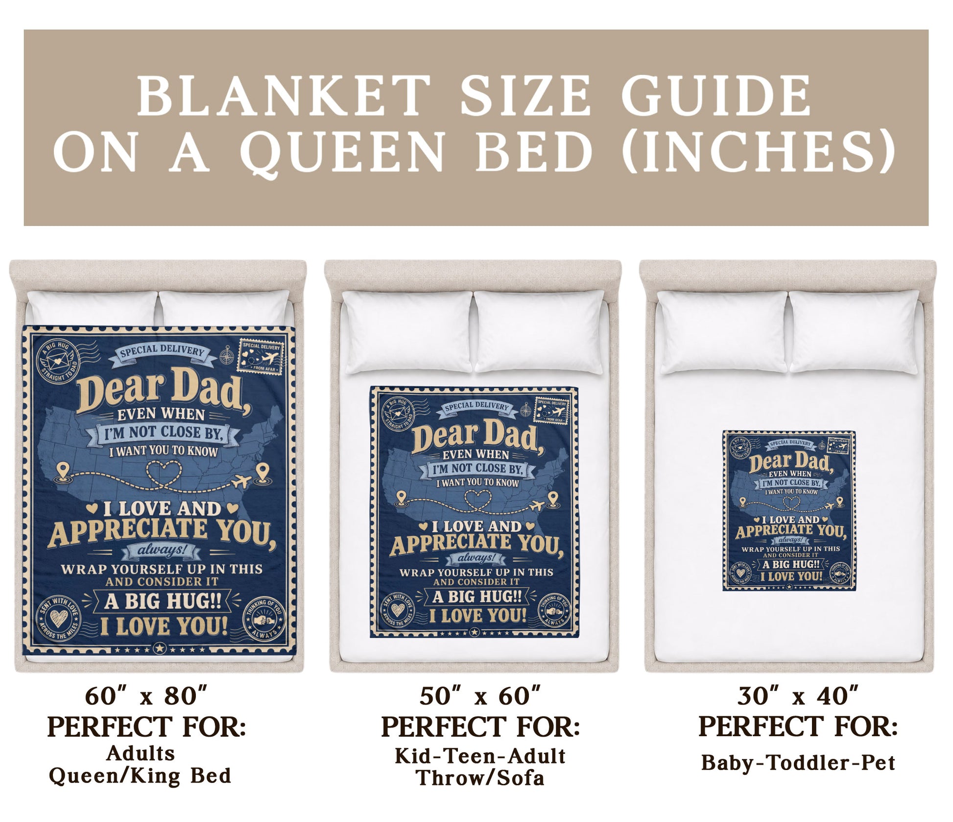 Dad Blanket Gift Long Distance Hug Throw Blanket Gifts for Dad from Daughter Son - Rust Field Wear