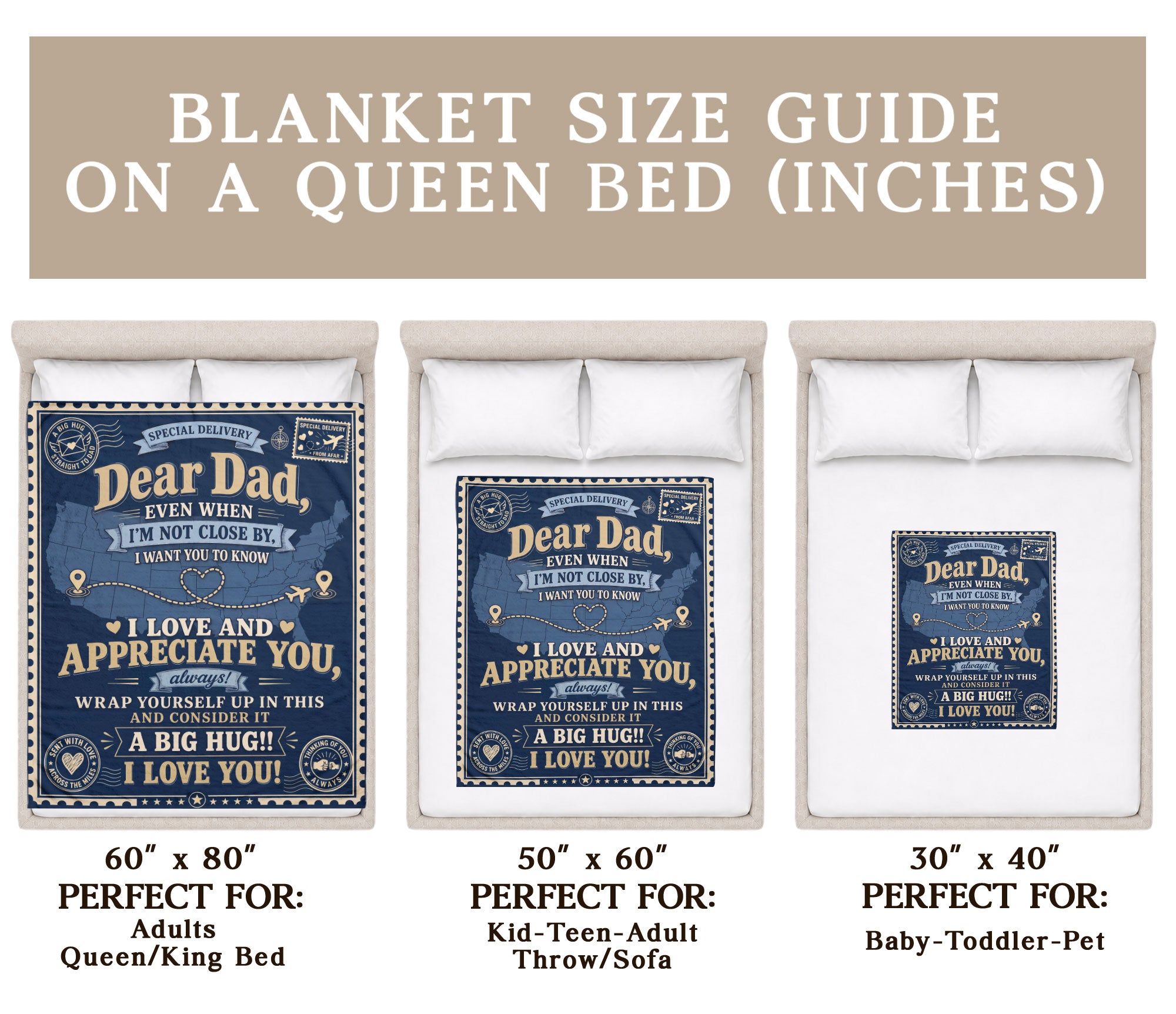 Dad Blanket Gift Long Distance Hug Throw Blanket Gifts for Dad from Daughter Son - Rust Field Wear