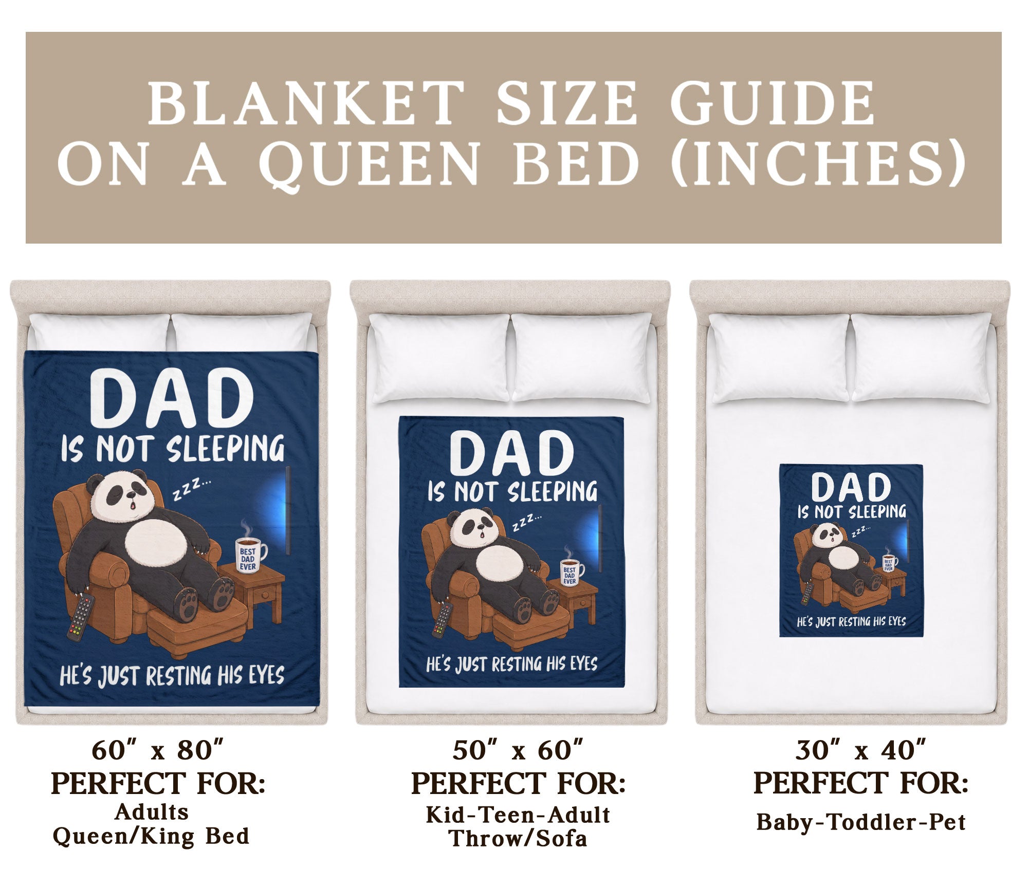 Dad Is Not Sleeping Panda Funny Gift Throw Blanket For Father Day Home Decor Apparel - Rust Field Wear
