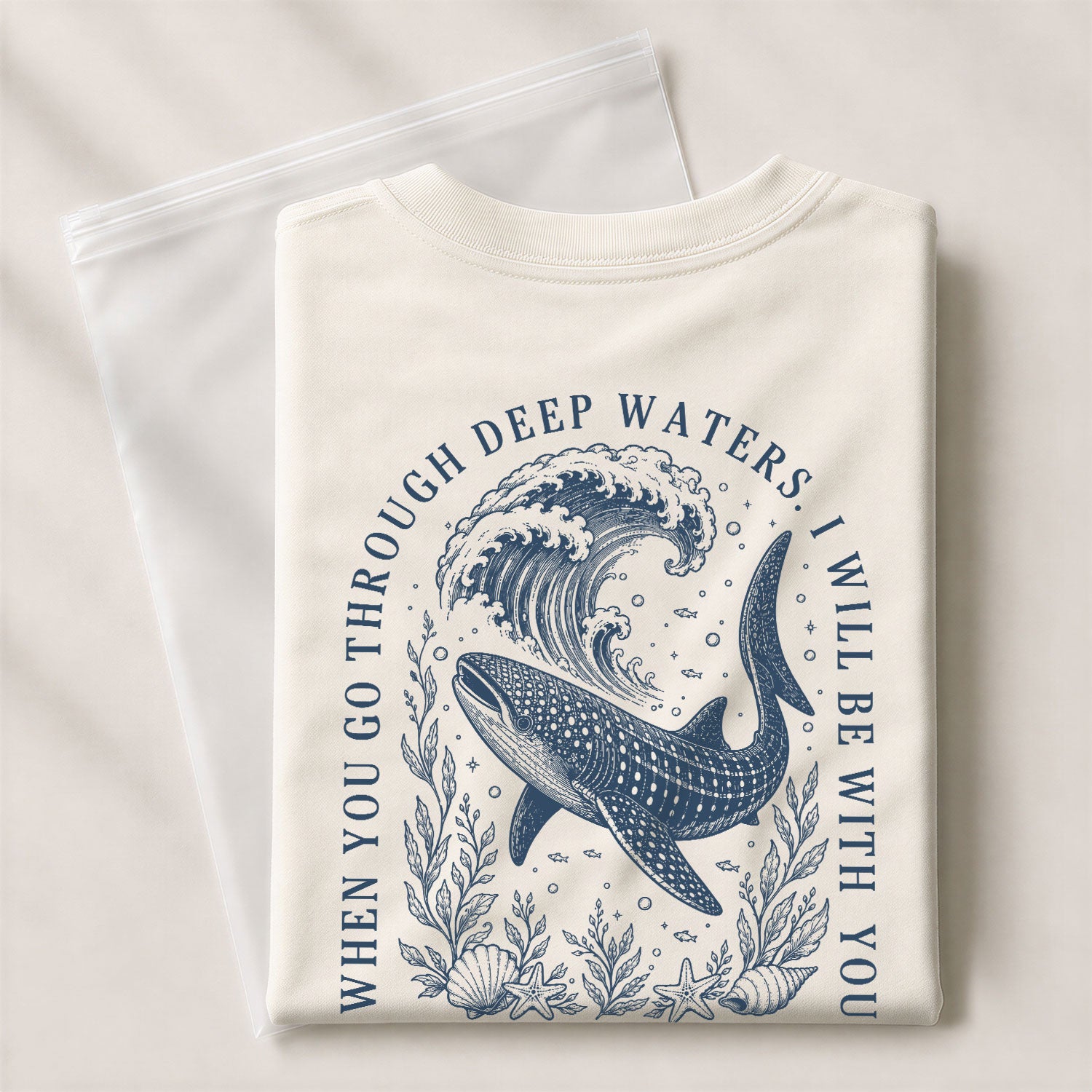 Whale Shark Isaiah 43 2 T-Shirt When You Go Through Deep Waters Christian Faith Outfit