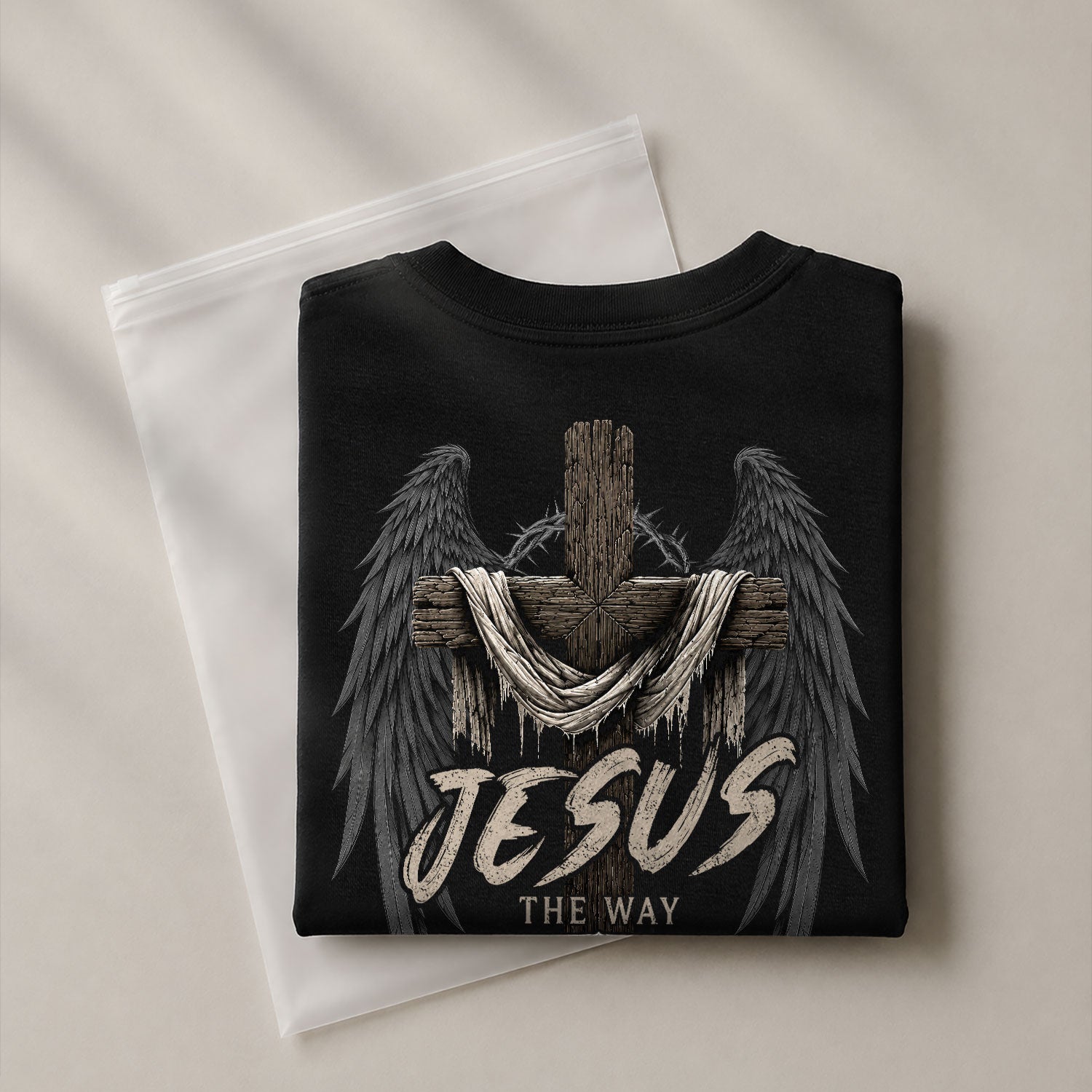 Jesus Shirt The Way The Truth The Life Men T-Shirt Angel Wings Cross Christian Faith Tee