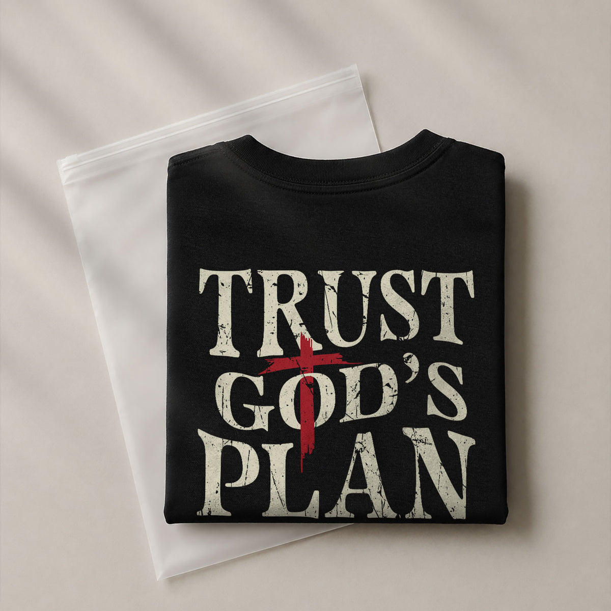 Trust Gods Plan Christian Bible Verse Cross American Flag Mens Graphic T Shirt Apparel - Rust Field Wear