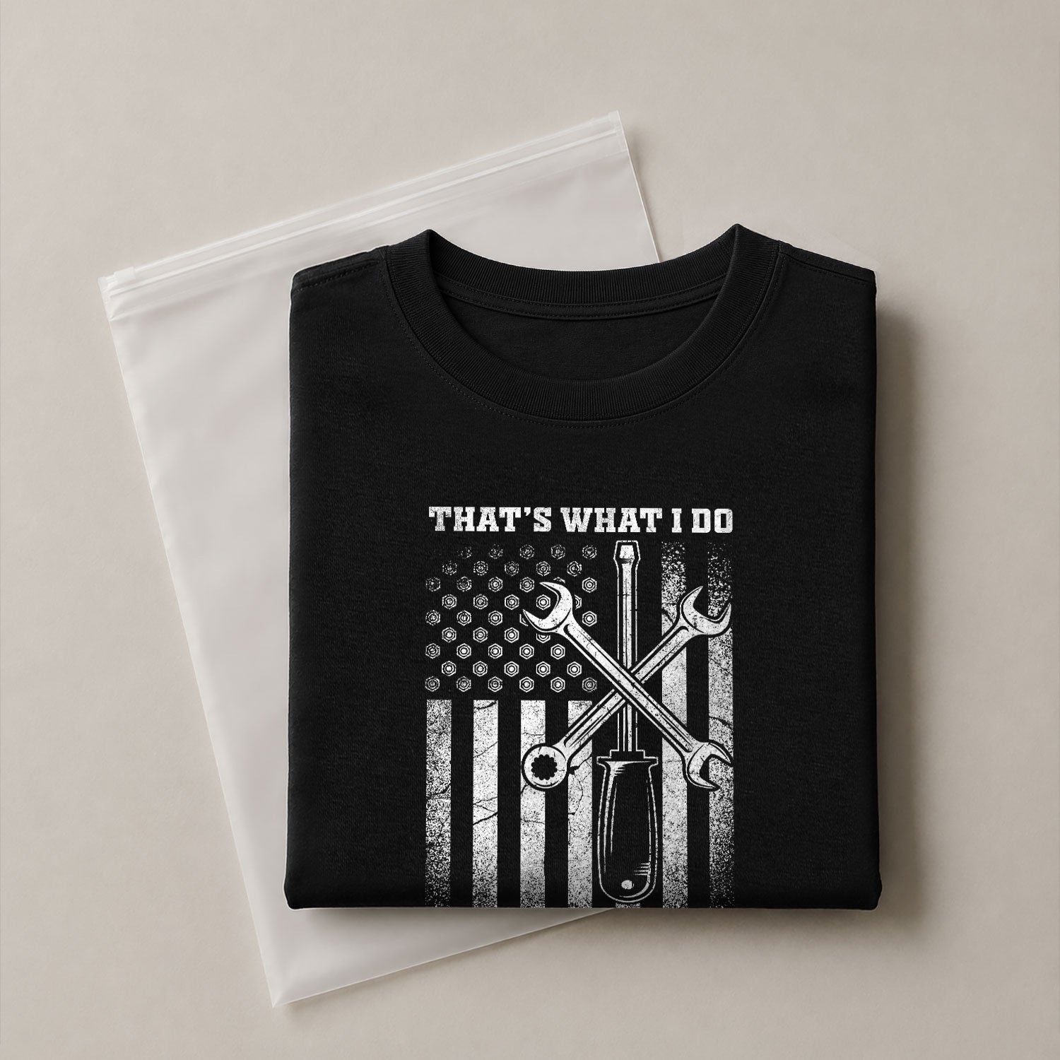Men Screwdriver Wrench Graphic T-Shirt I Fix Stuff And I Know Things Flag Tee