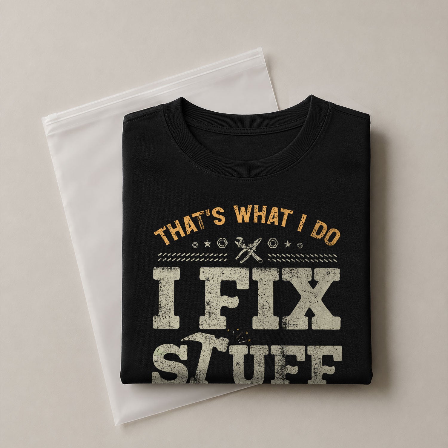 I Fix Stuff And I Know Things Funny Hammer Saw Quote Men Graphic Shirt Casual Novelty