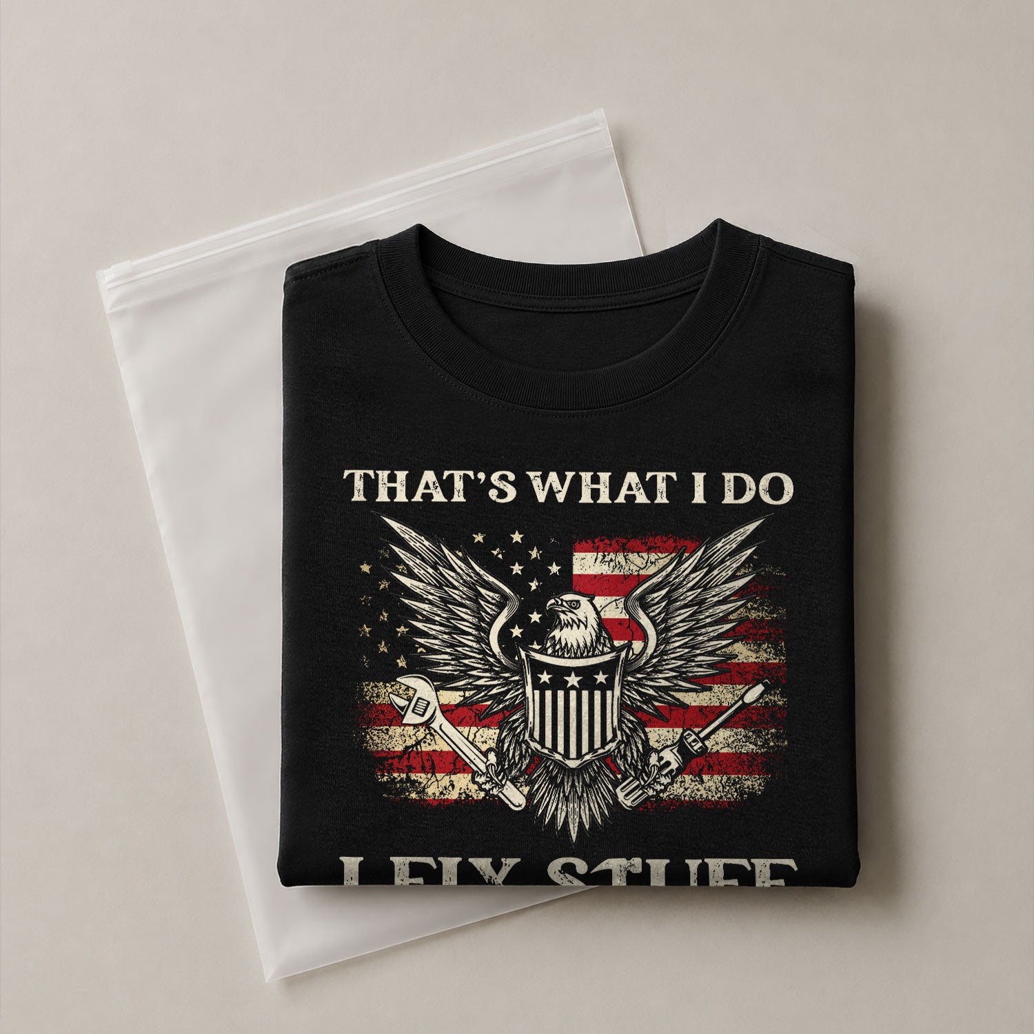 Men Novelty Quote I Fix Stuff And I Know Things T-Shirt Graphic Eagle Sleeves Tee