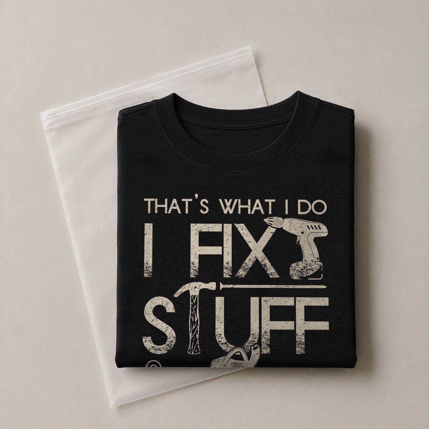 Men Graphic Carpenter Tool T-Shirt I Fix Stuff And I Know Things Drill Quote Tee
