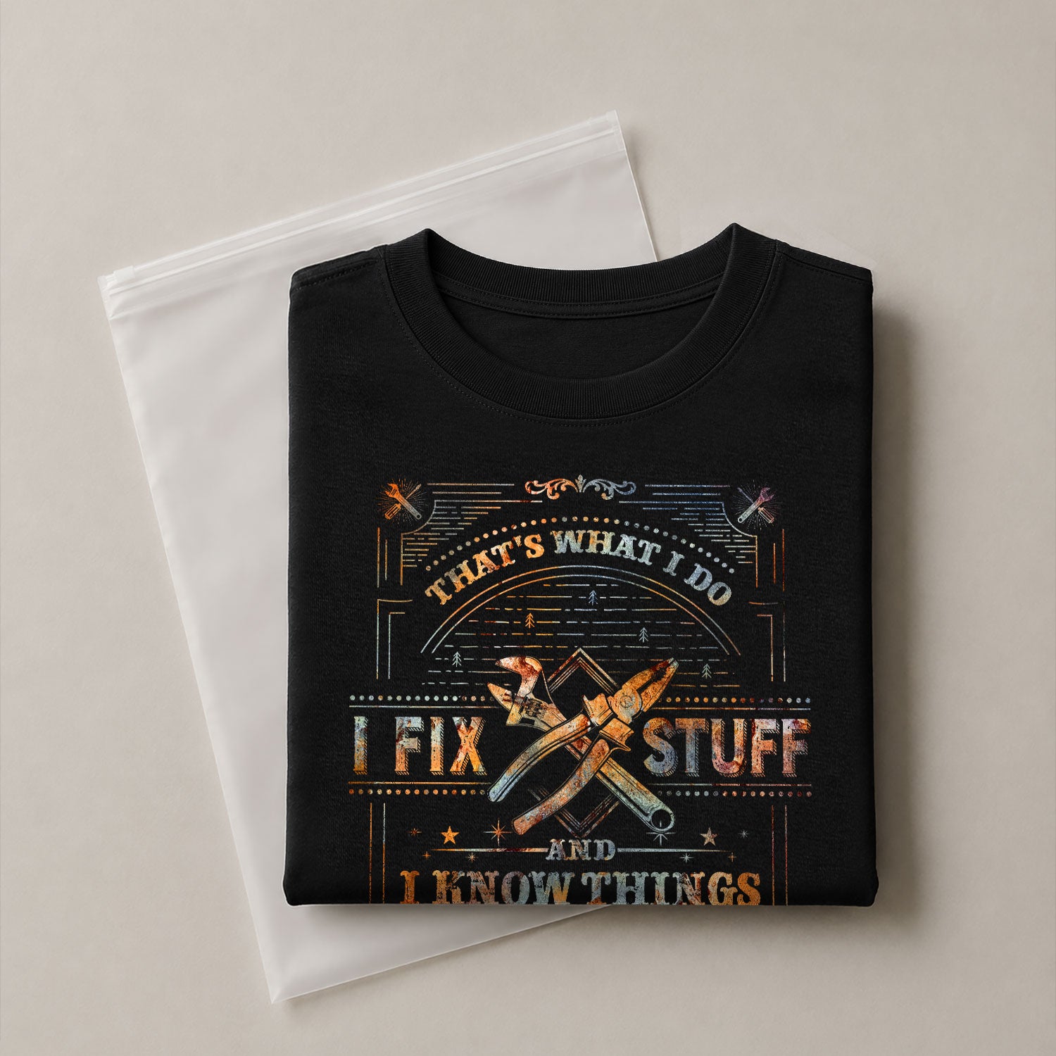 Men I Fix Stuff And I Know Things T-Shirt Graphic Print Funny Quote Sleeves Short Tee