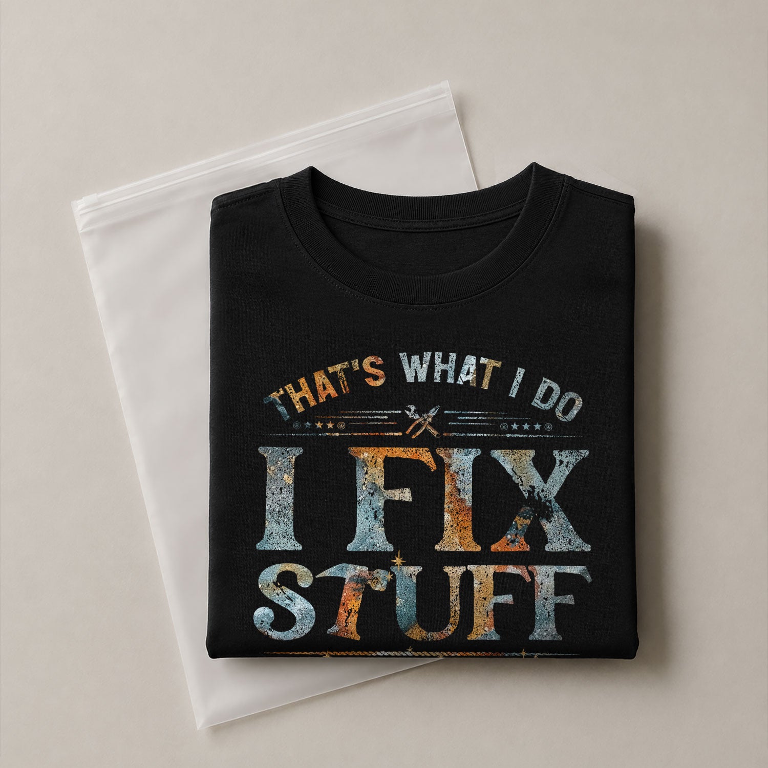 Mens Rust Texture Wrench Graphic T-Shirt I Fix Stuff And I Know Things Shirts Tee