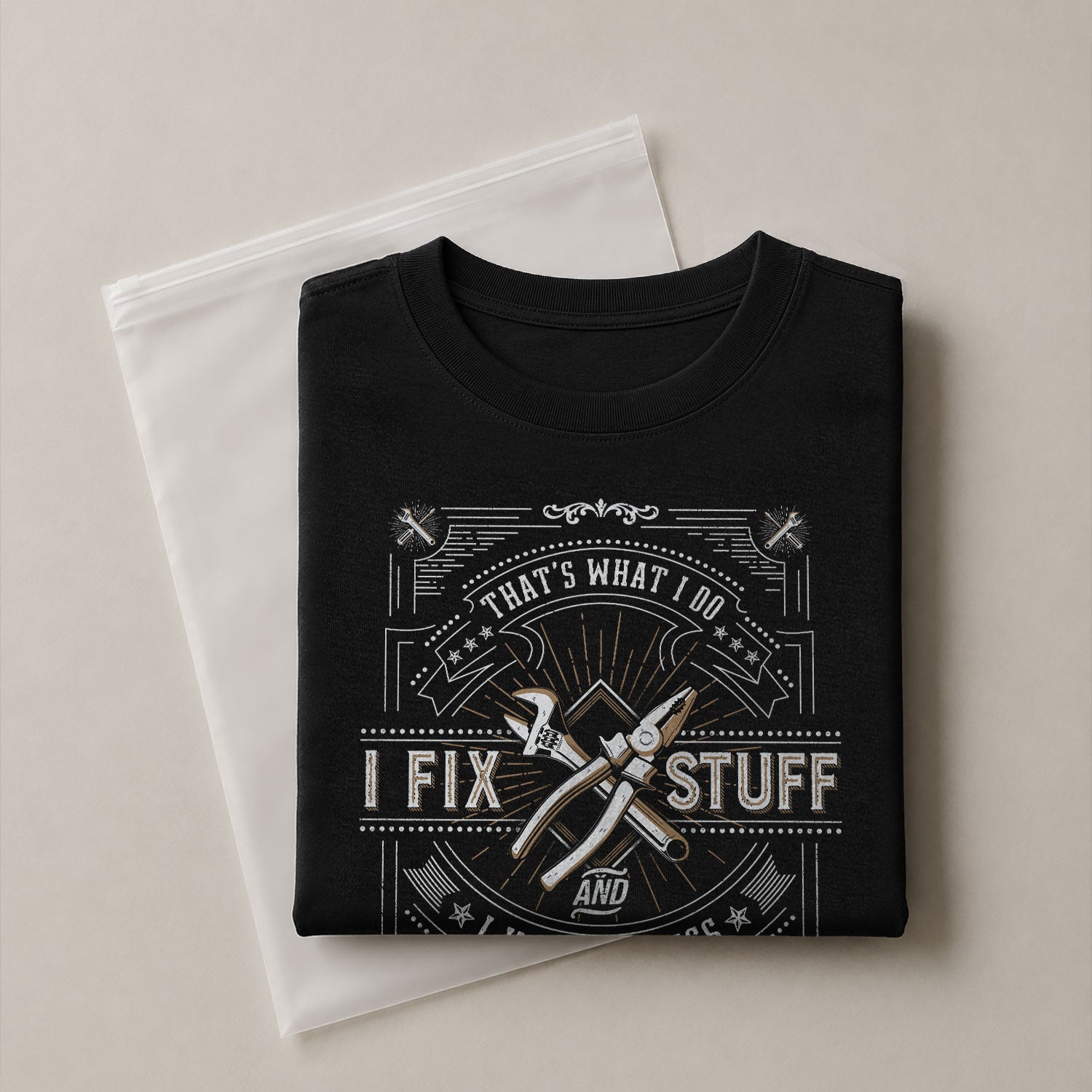 Men T-Shirt Graphic Print I Fix Stuff And I Know Things Funny Quote Sleeves Tee