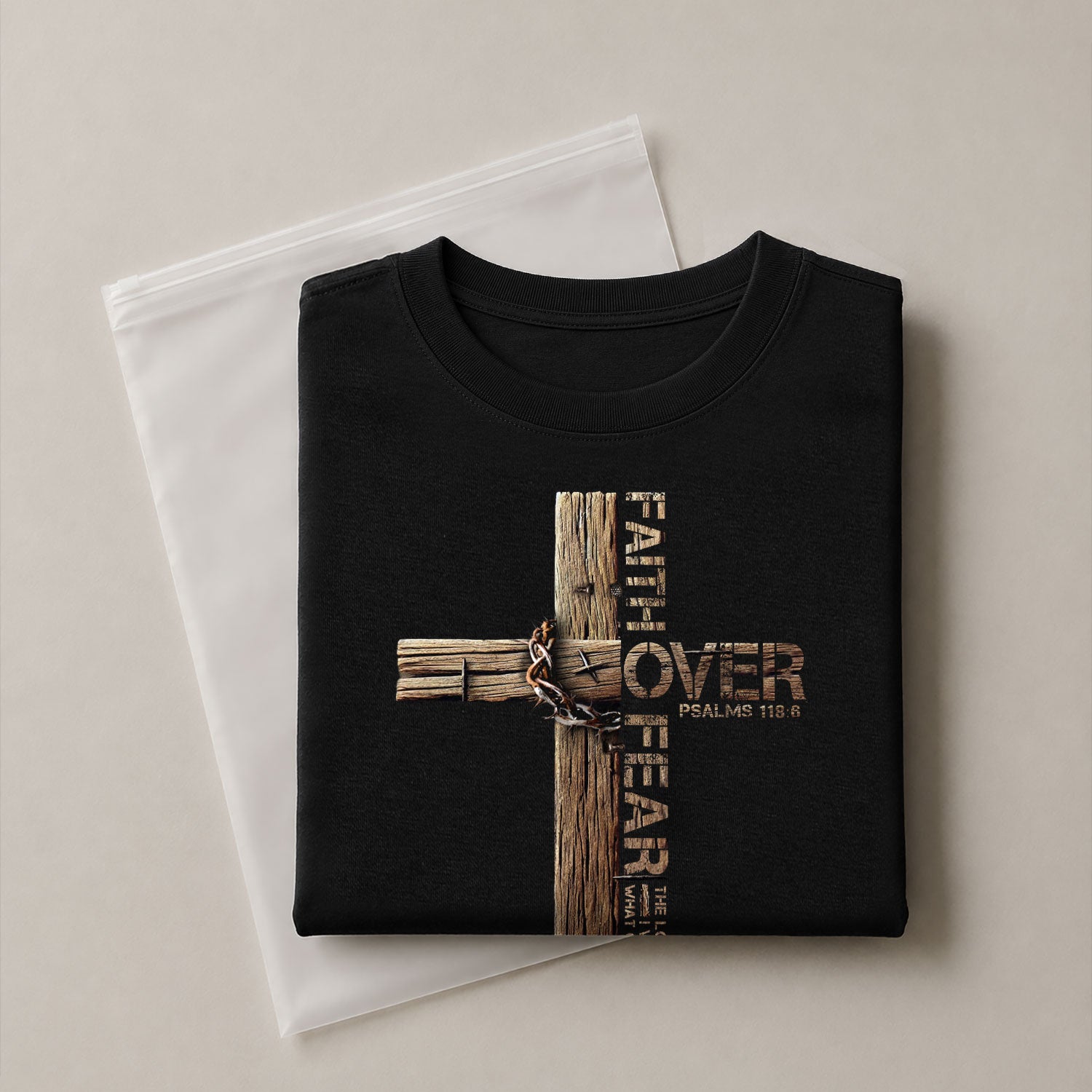 Christian Cross Faith Over Fear Edition, Christian Tee Shirts - Faith Shirts for Men - Rust Field Wear