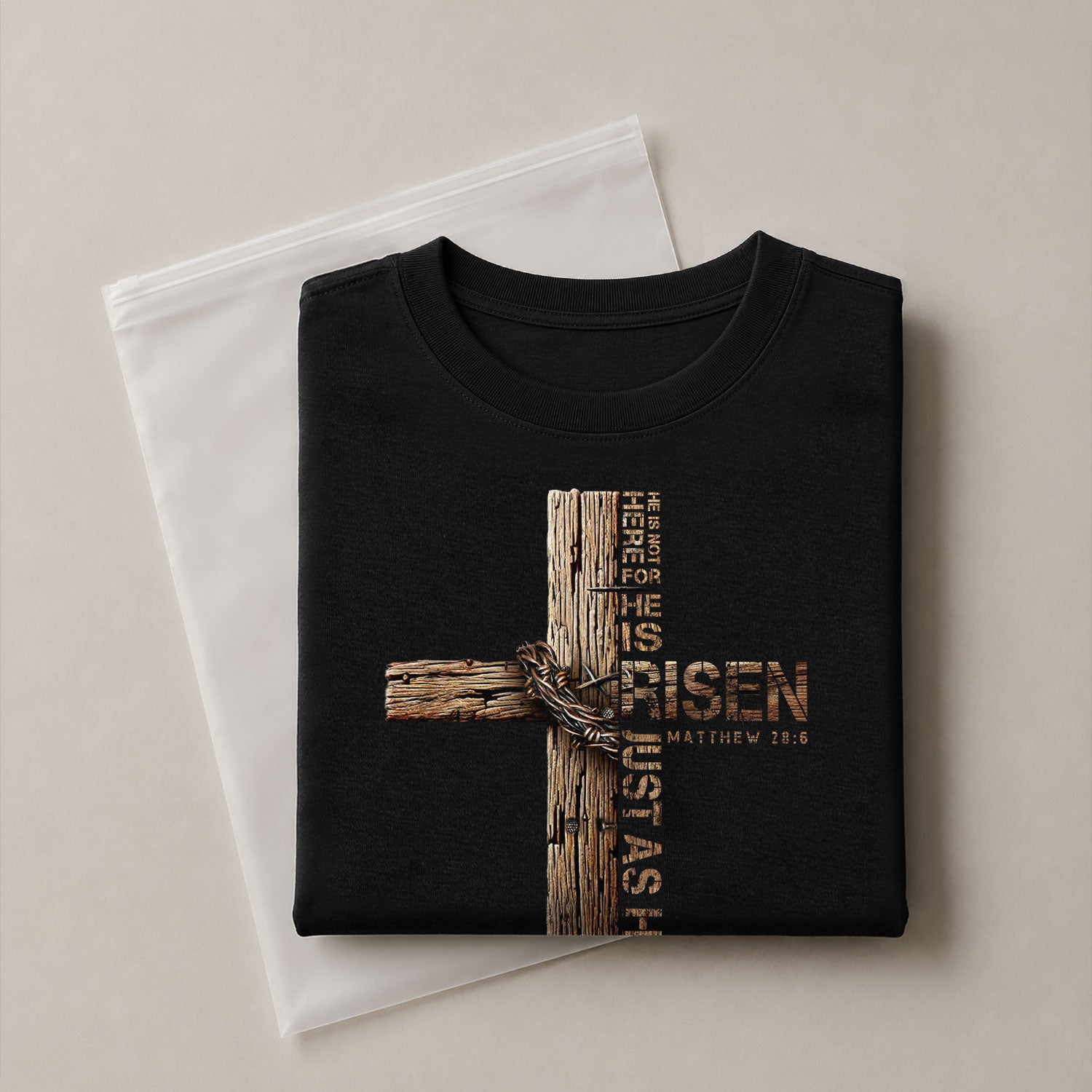 He Is Risen Just As He Said (Matthew 28:6) - Christian Tee Shirts, Christian Shirts for Men - Rust Field Wear