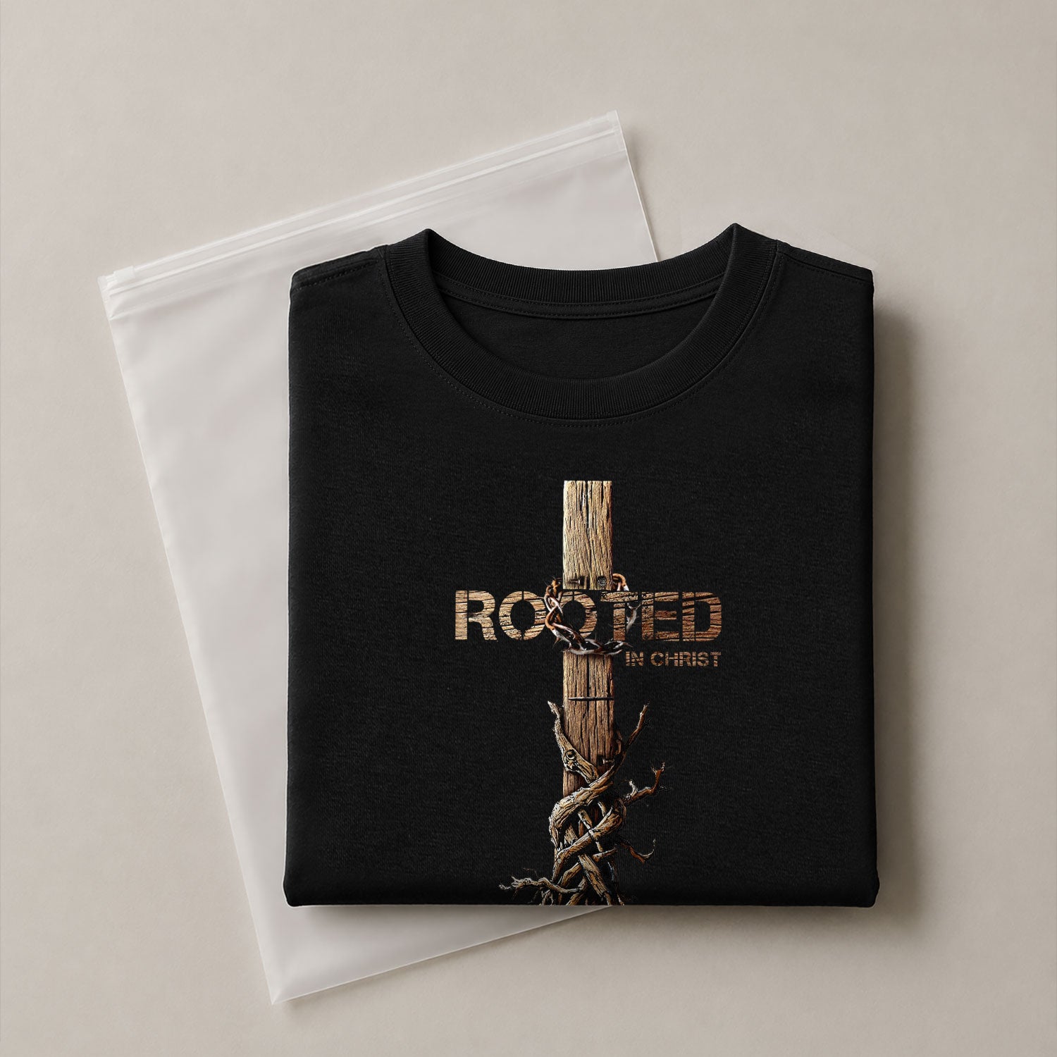 Christian Shirts for Men, Rooted in Christ Cross and Roots Christian - Christian Tee Shirts - Rust Field Wear