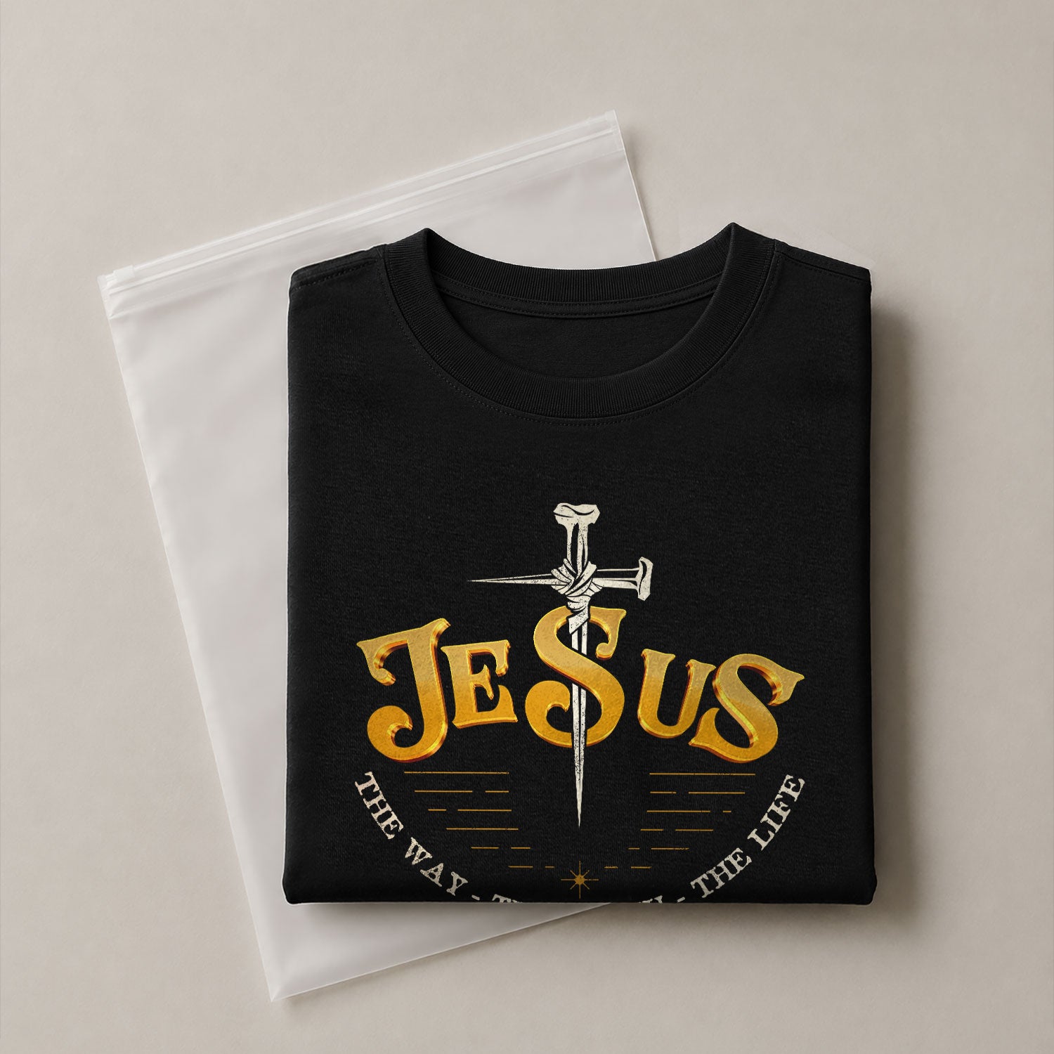 Faith Based Christian Tee Shirts, Forged in Faith JESUS Sword Bold - Christian Shirts for Men - Rust Field Wear