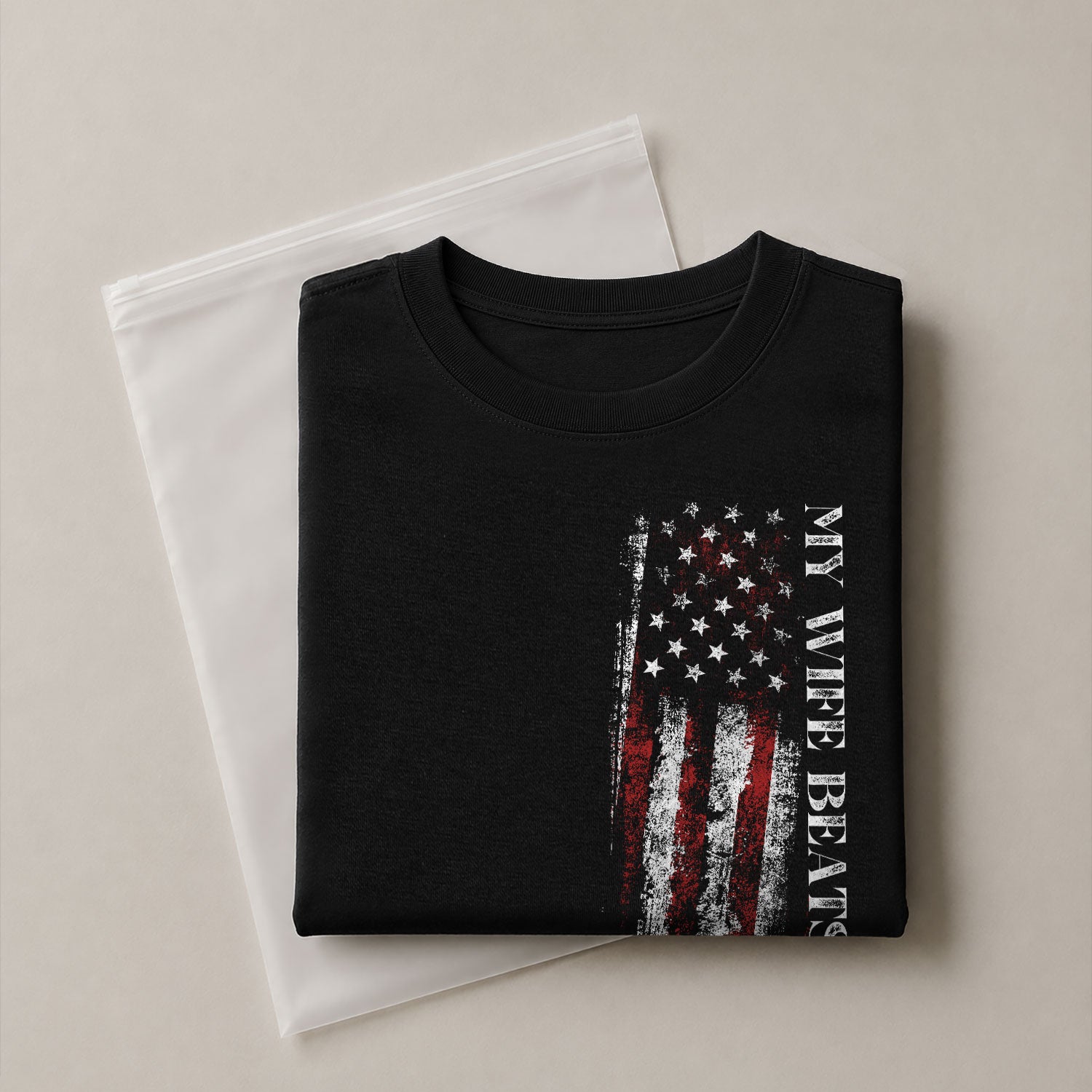 Funny Vertical Flag Quote My Wife Beats Me Men Graphic Shirt Casual Novelty Tops