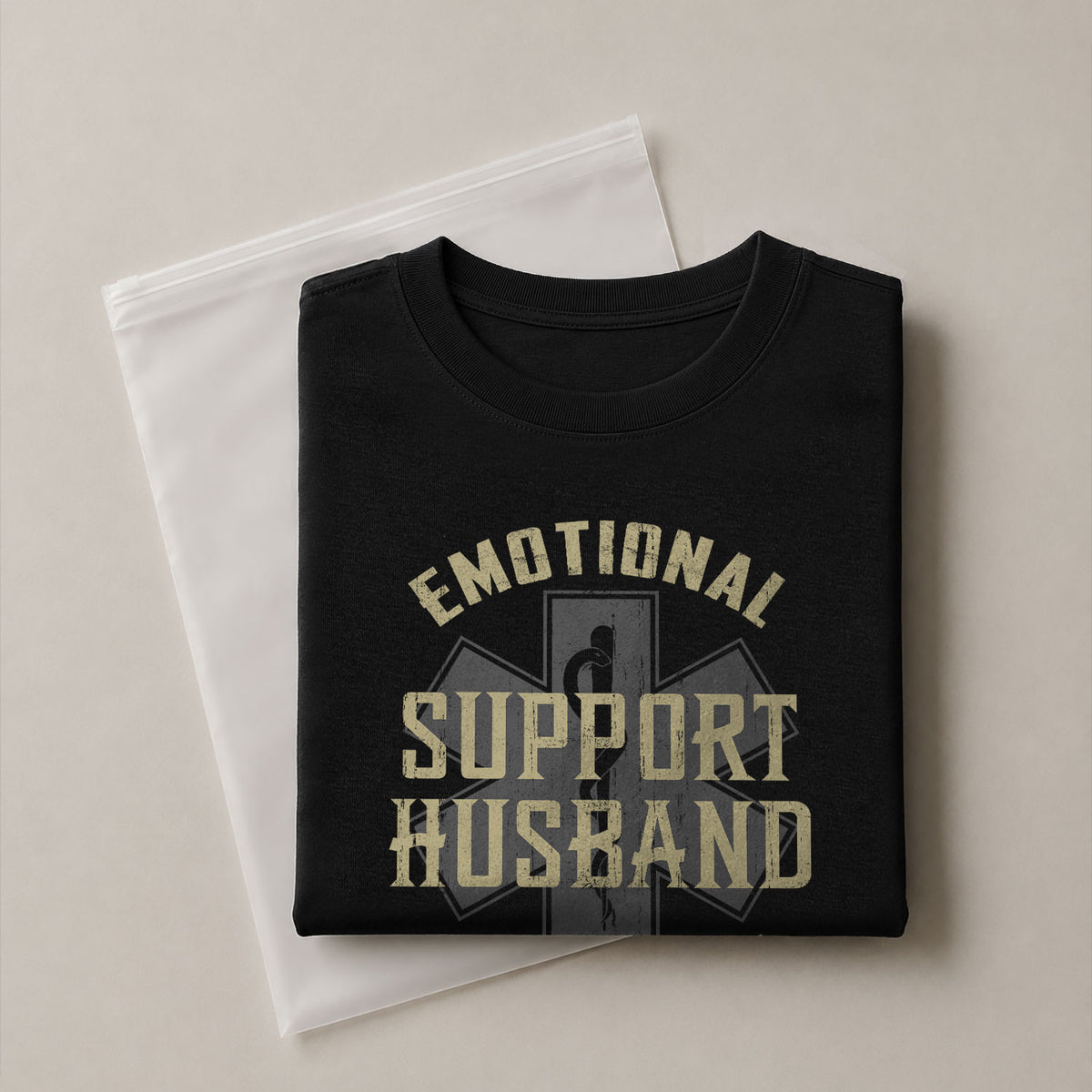 Funny Emotional Support Husband Sarcastic Graphic Tee Shirt Casual Apparel Top Clothing