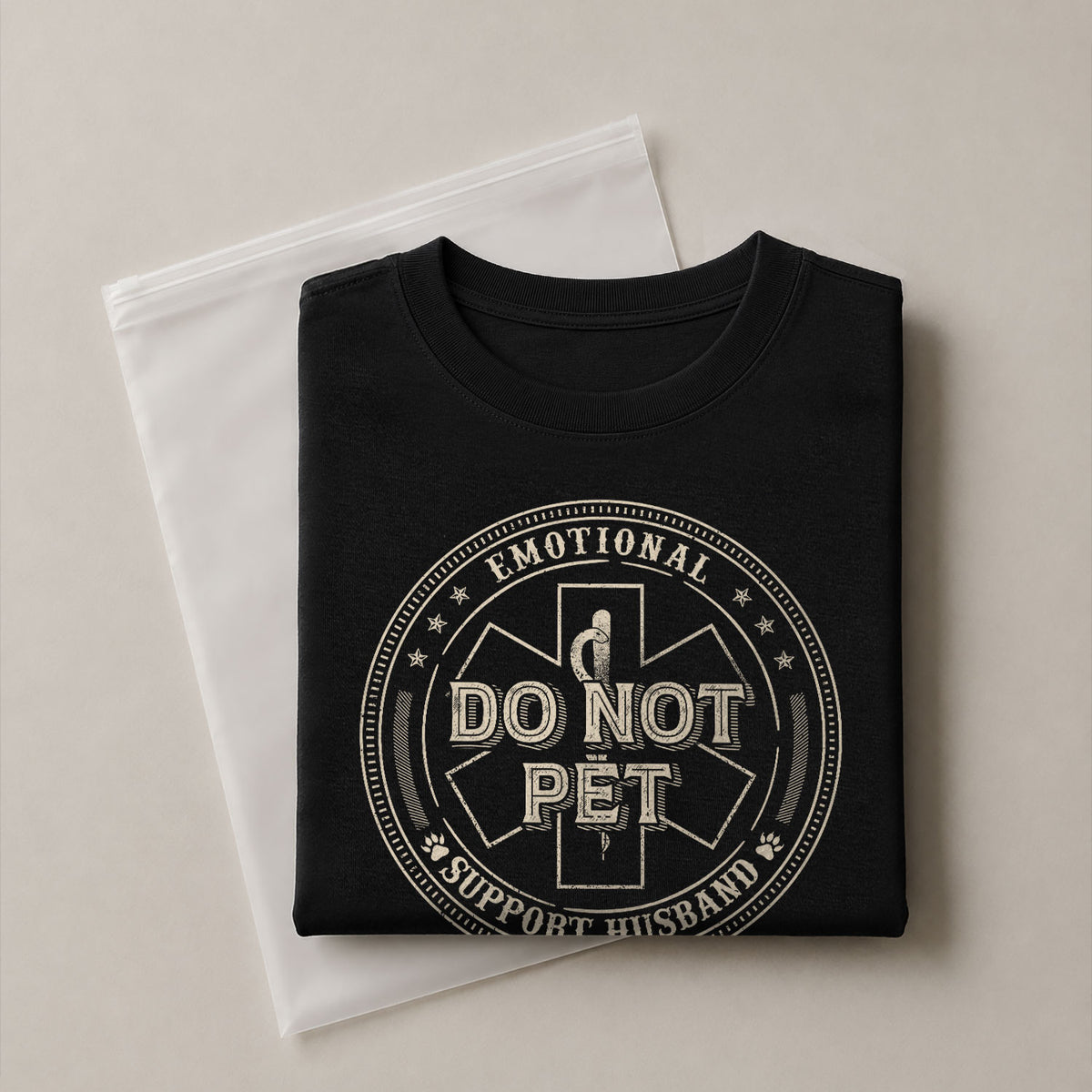 Funny Do Not Pet Support Husband Emblem Graphic Tee Shirt Casual Apparel Top Clothing