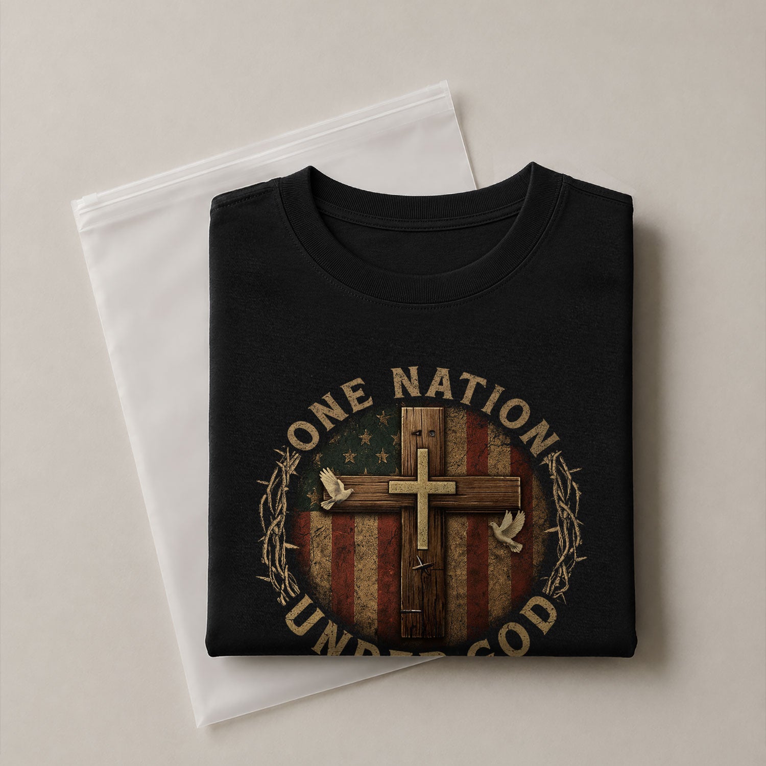 Christian Tee Shirts, One Nation Under God - Christian Shirts for Men - Rust Field Wear
